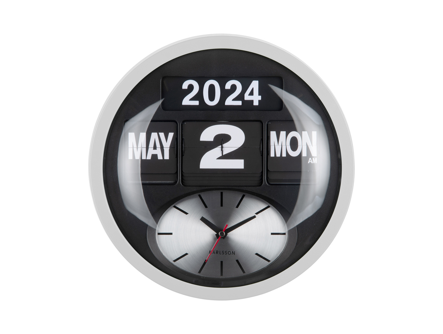 Karlsson - Wandklok Rond Flip - Wit- Ø32,6cm