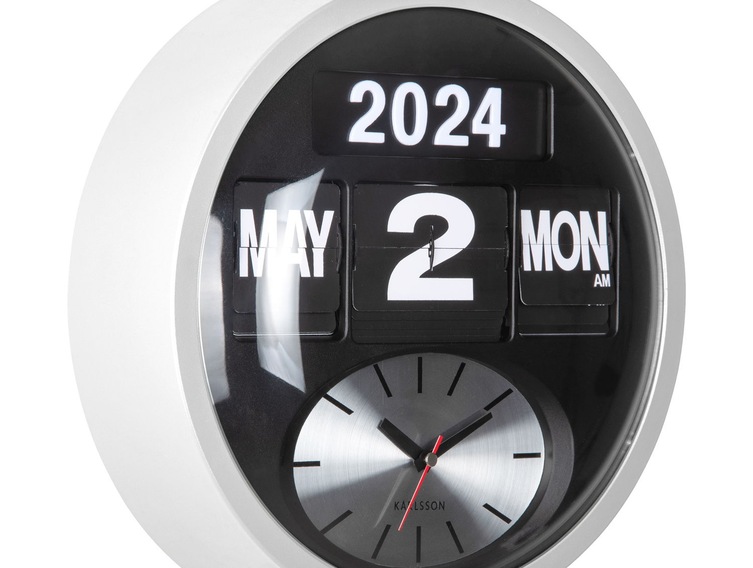 Karlsson - Wandklok Rond Flip - Wit- Ø32,6cm