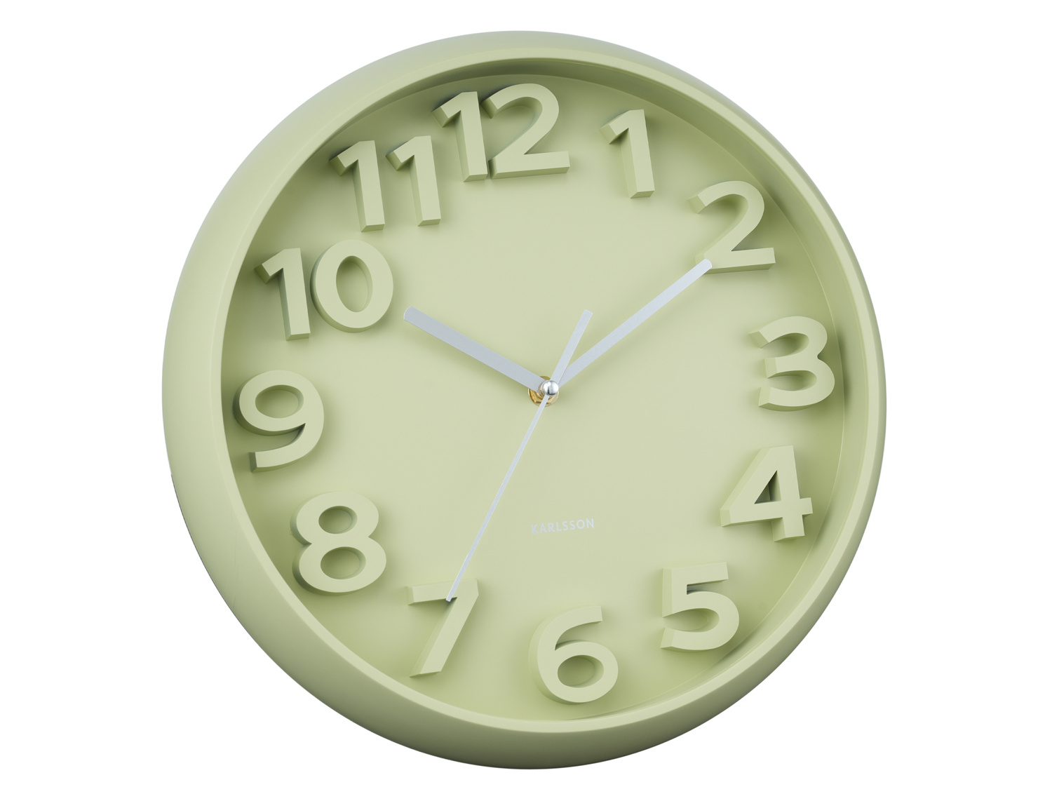 Karlsson - Wandklok Elevated Classic Numbers - Tea green- Ø33,5cm