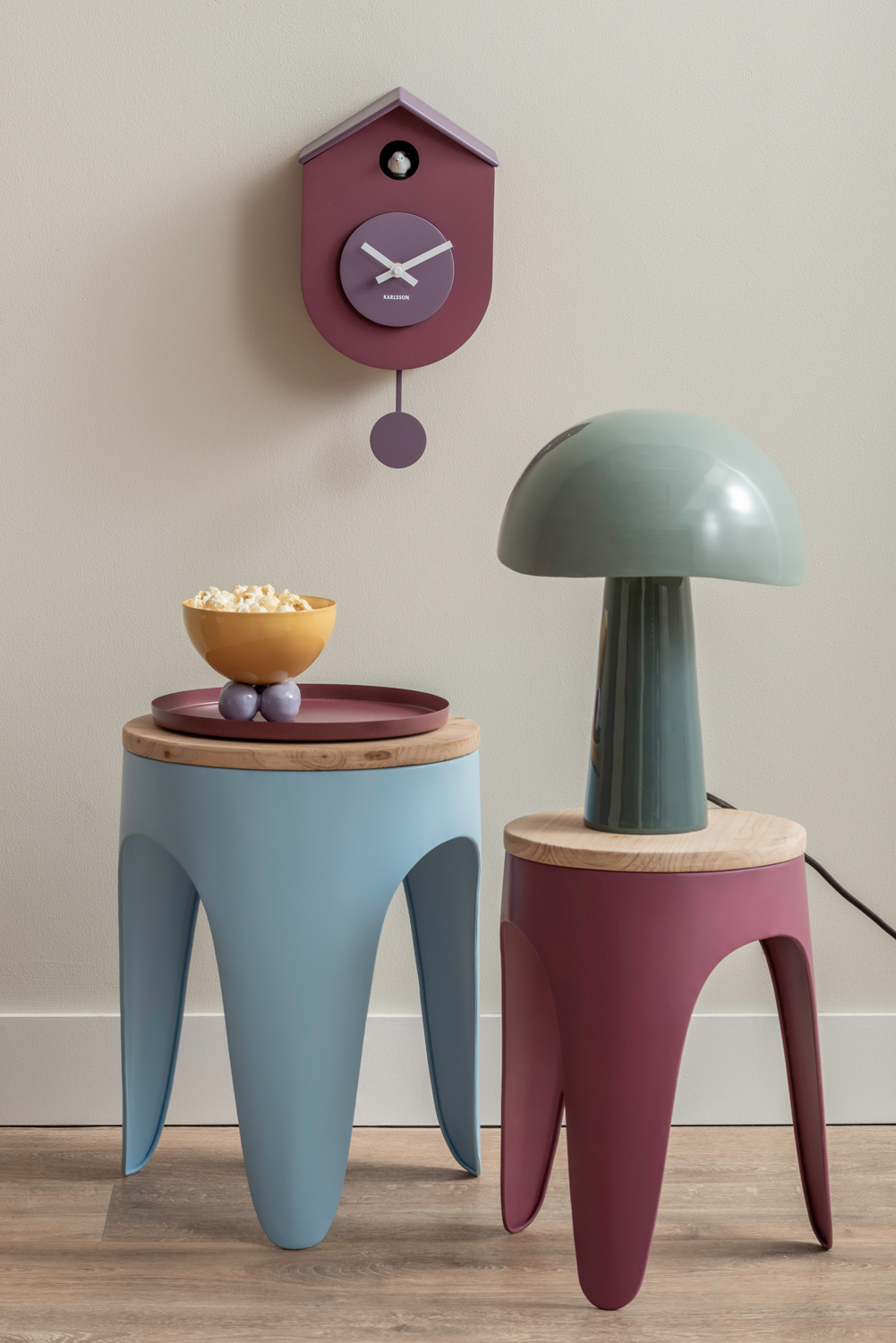 Leitmotiv - Kruk Set Double Funky - Soft blue & dark mauve