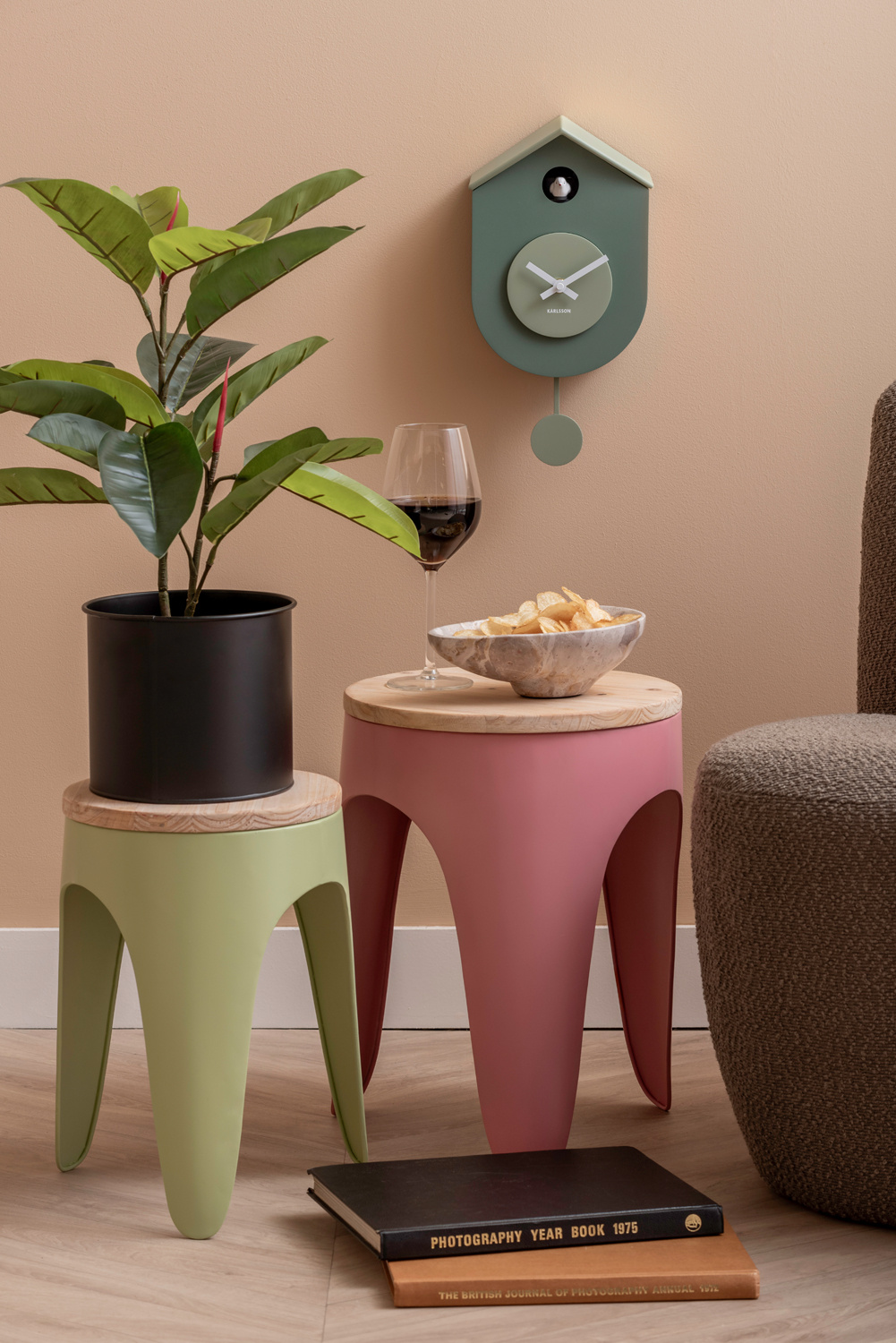 Leitmotiv - Kruk Set Double Funky - Tan rose & tea green