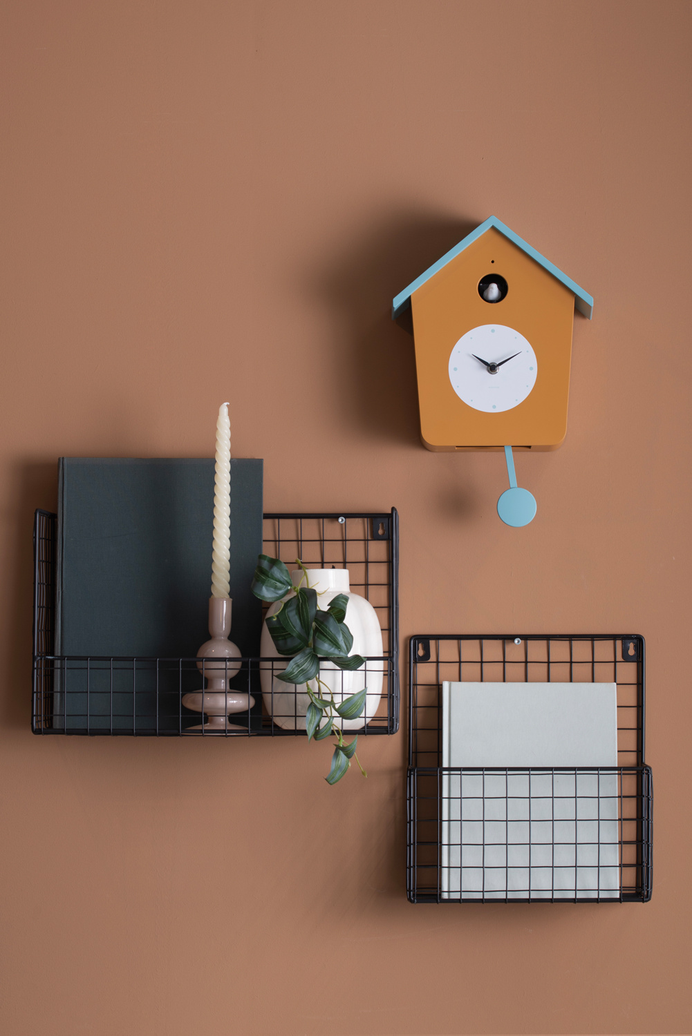 Karlsson - Wandklok Cuckoo Light - Ochre yellow & misty blue