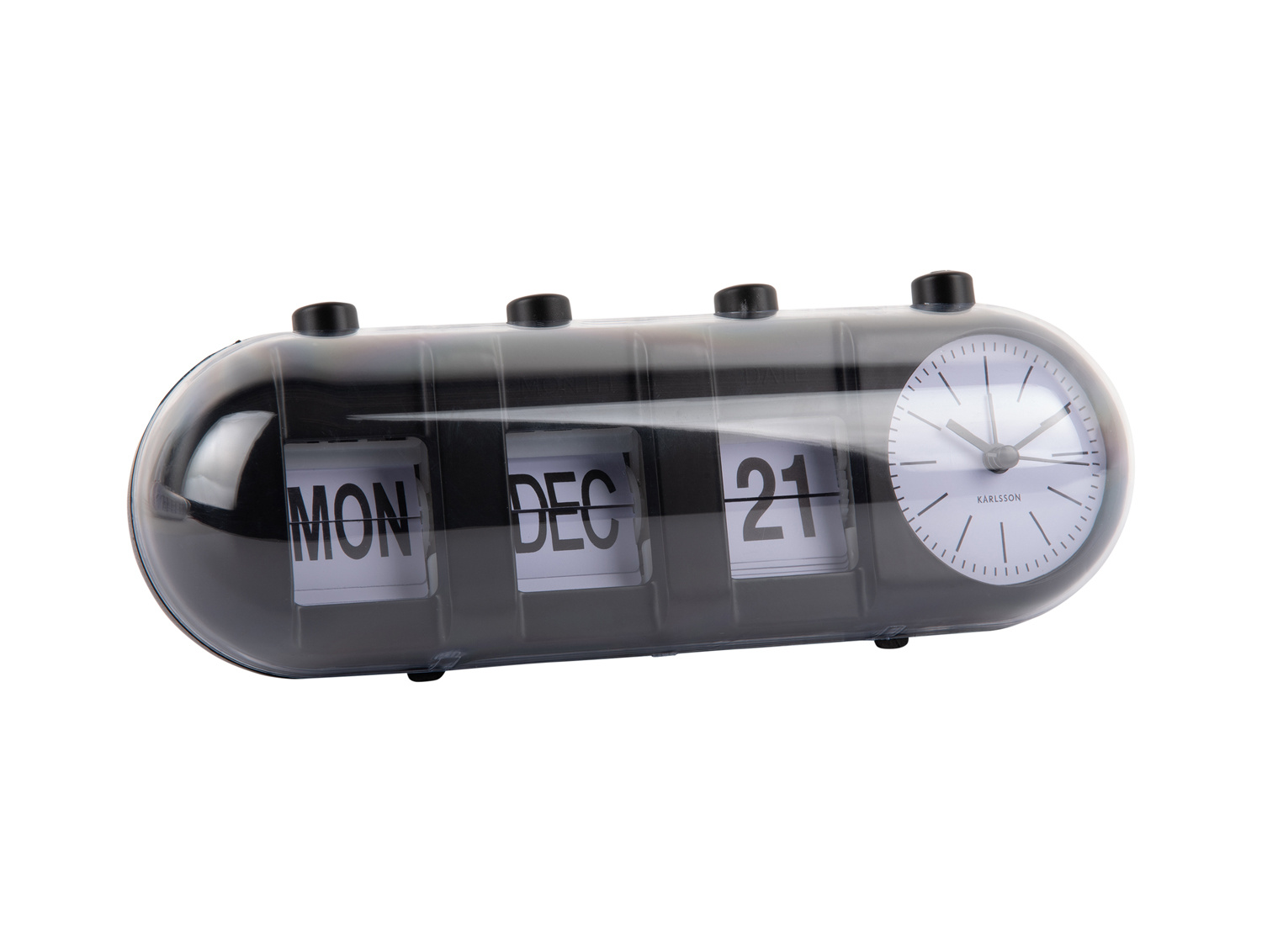 Karlsson - Wekker Retro Tube Calendar Flip - Zwart