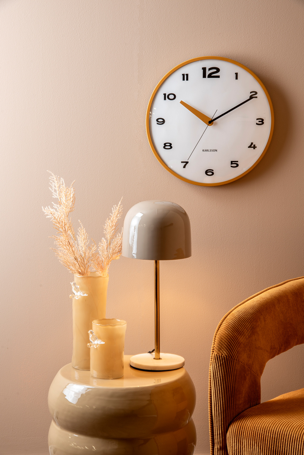 Present Time - Vaas Bird On Branch Small - Zachtgeel