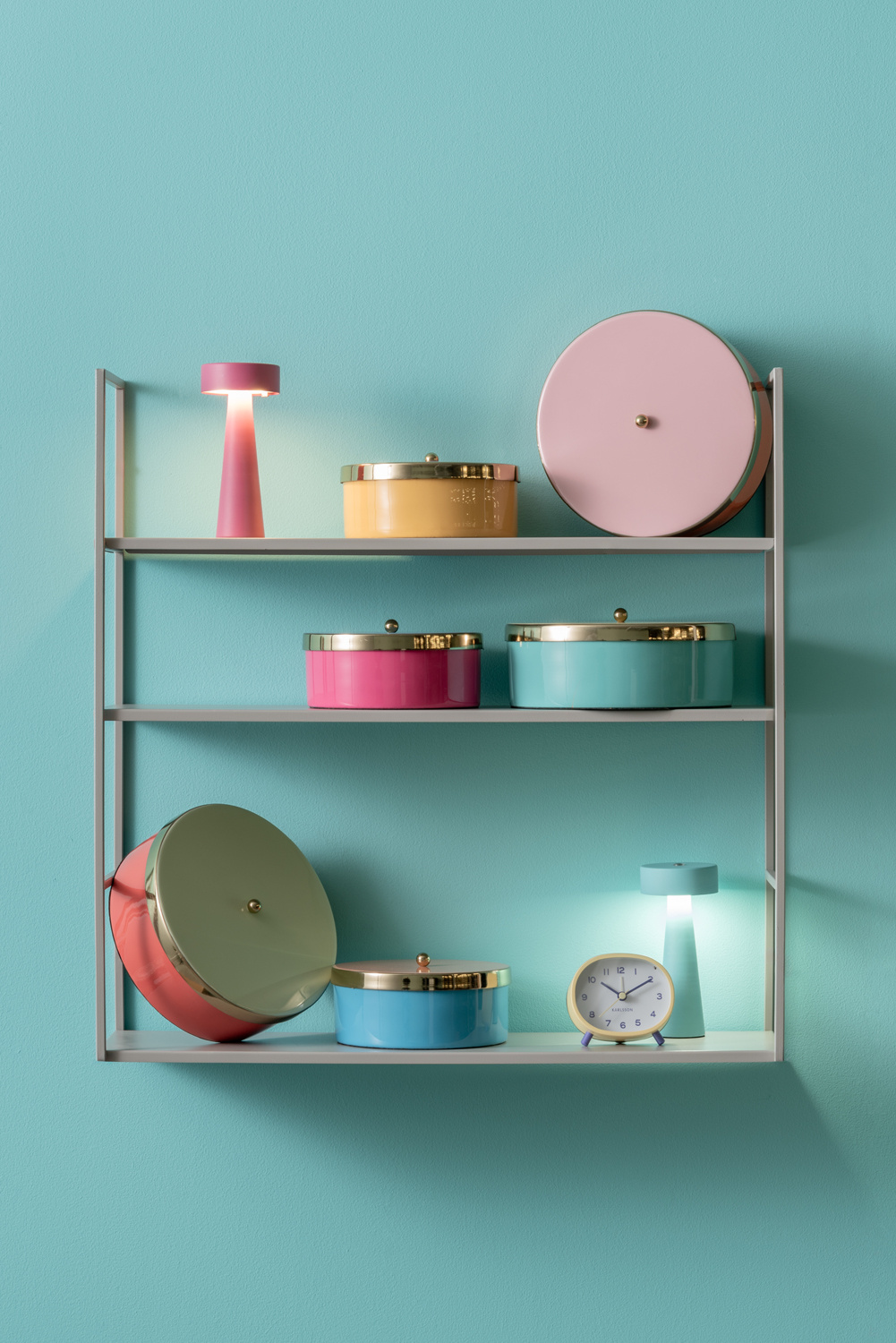 Present Time - Opbergbox Double Funky Large - Bright orange & soft pink