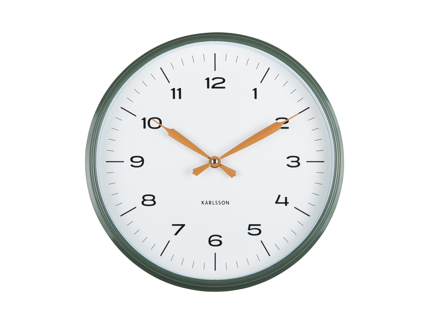 Karlsson - Wandklok Modern Factory - Jungle green & ochre yellow- Ø30cm