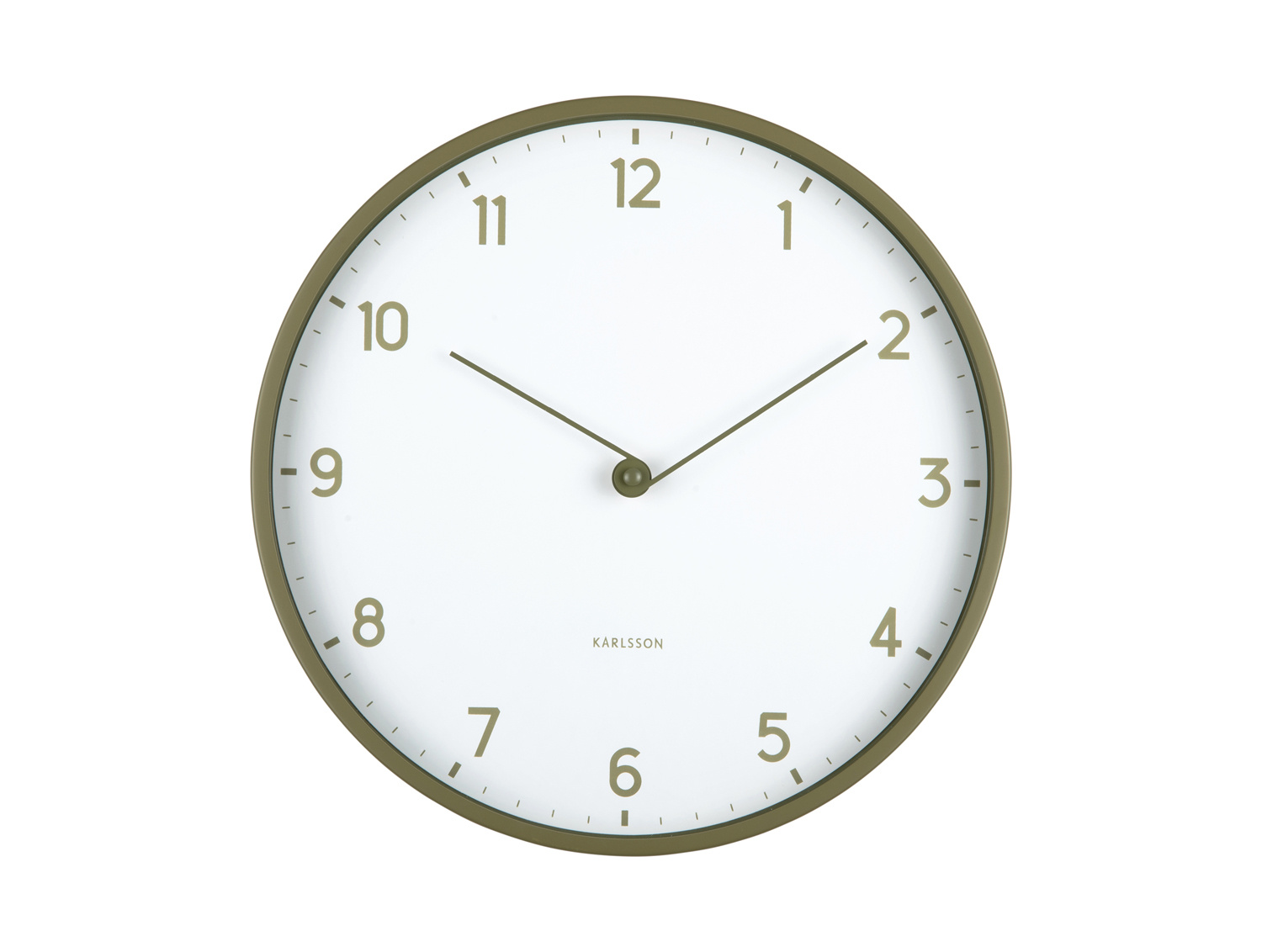 Karlsson - Wandklok Sencillez - Army green- Ø30cm