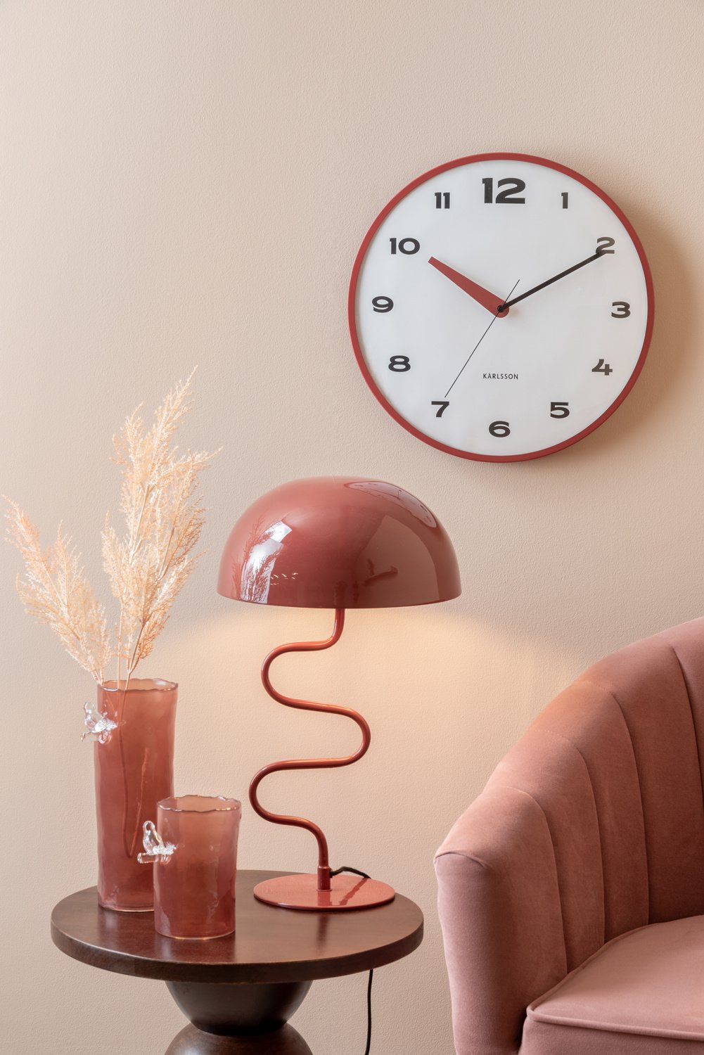 Present Time - Vaas Bird On Branch Large - Rode oker