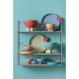 Present Time - Dienblad Double Funky Medium - Peach orange & aqua blue