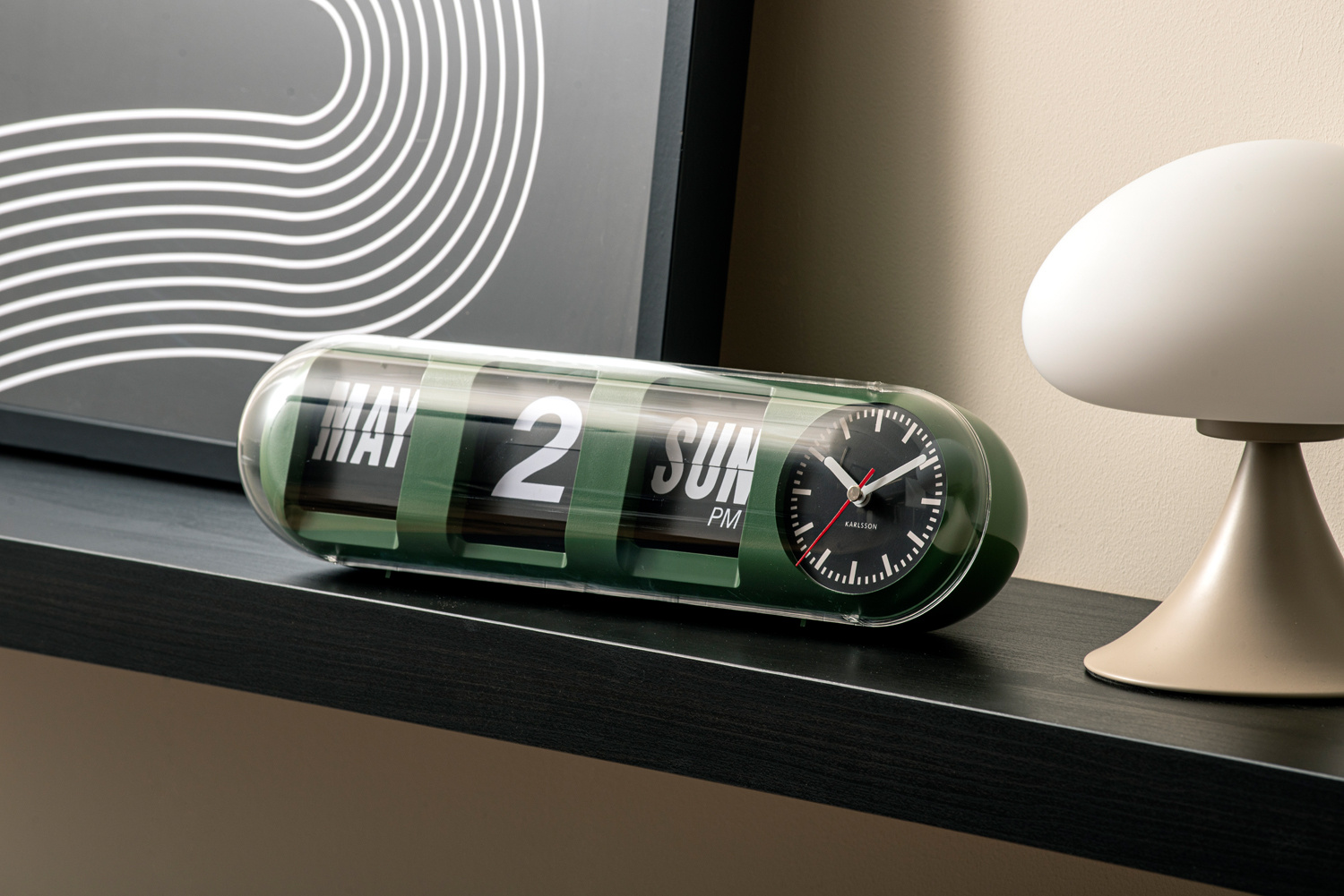 Karlsson - Wandklok Tube Flip - Jungle groen