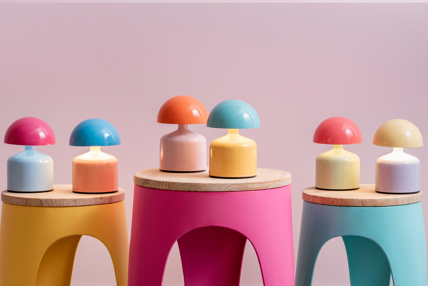 Leitmotiv - Tafellamp Funky Impetu LED - Peach orange & aqua blue