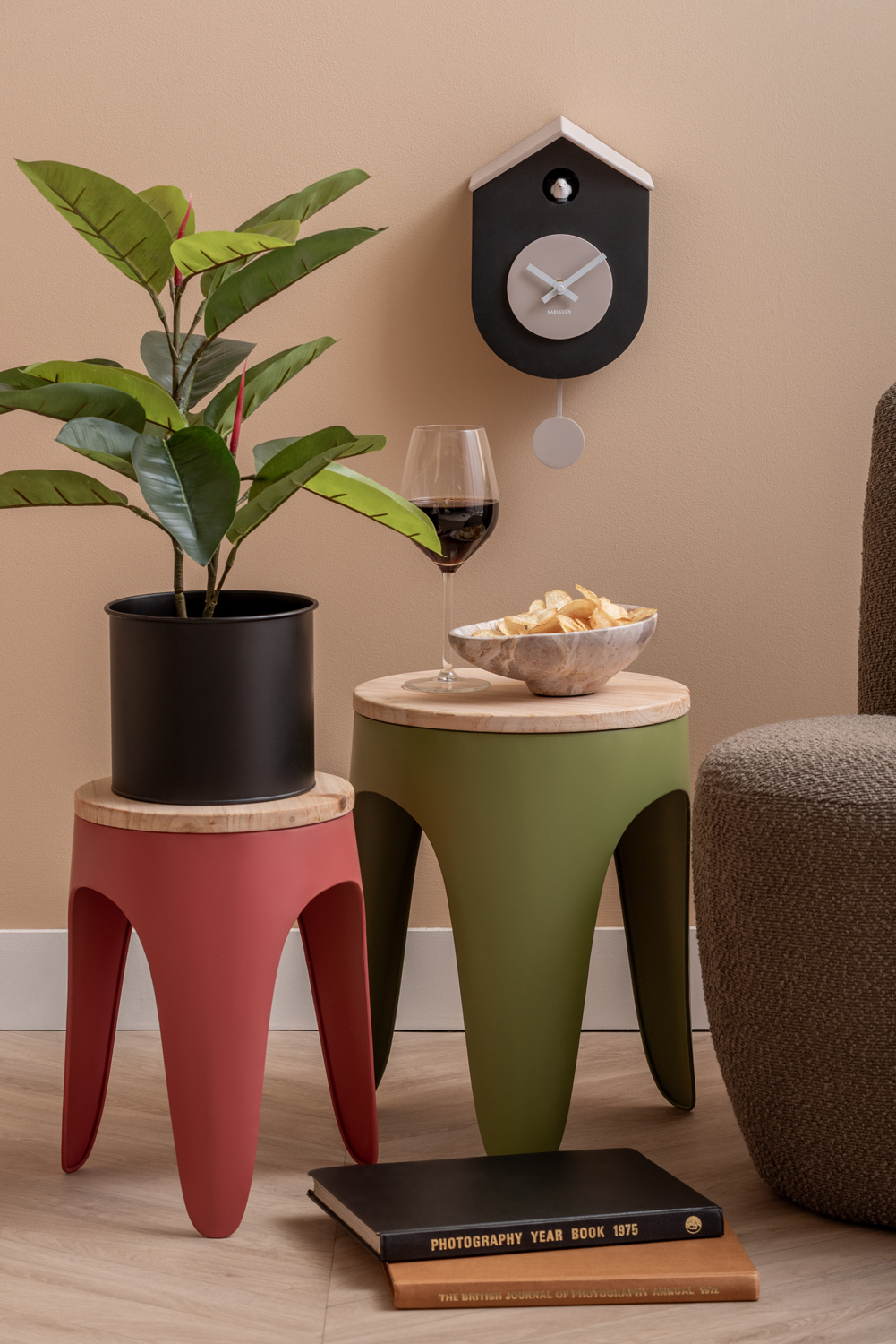 Karlsson - Wandklok Grato Cuckoo - Black & warm grey