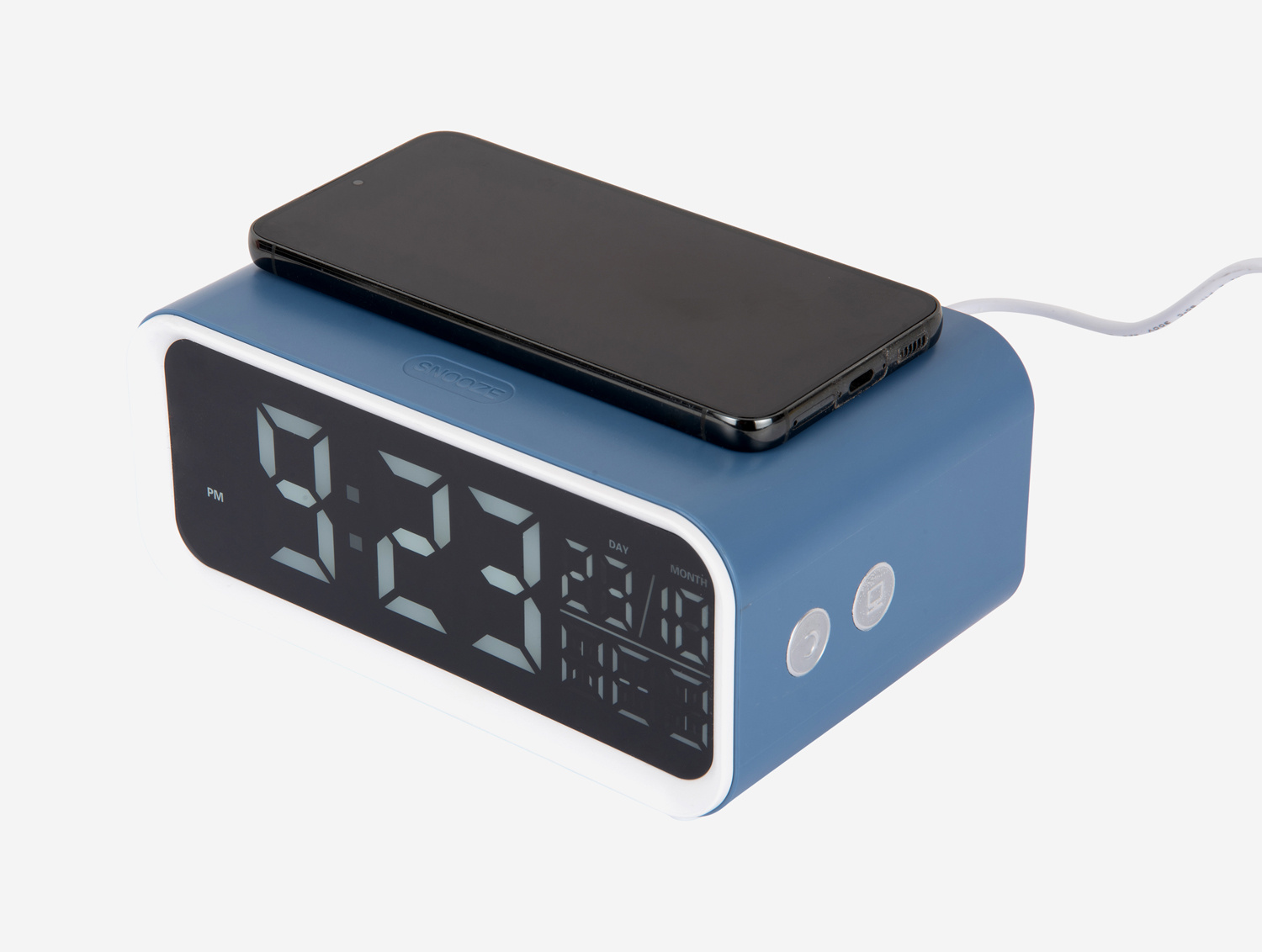 Karlsson - Wekker Chunky LED w. Phone Charger - Classic blue