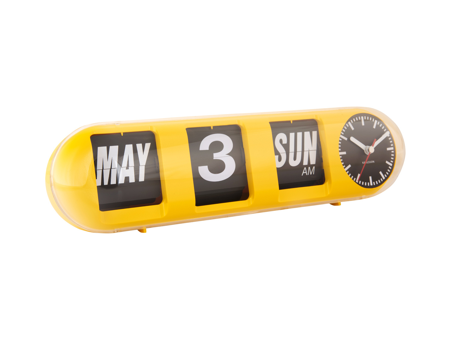 Karlsson - Wandklok Tube Flip - Heldergeel