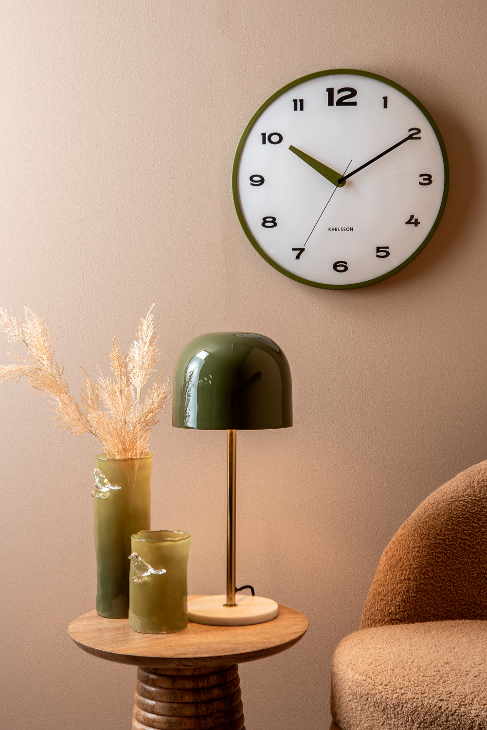 Present Time - Vaas Bird On Branch Large - Army green