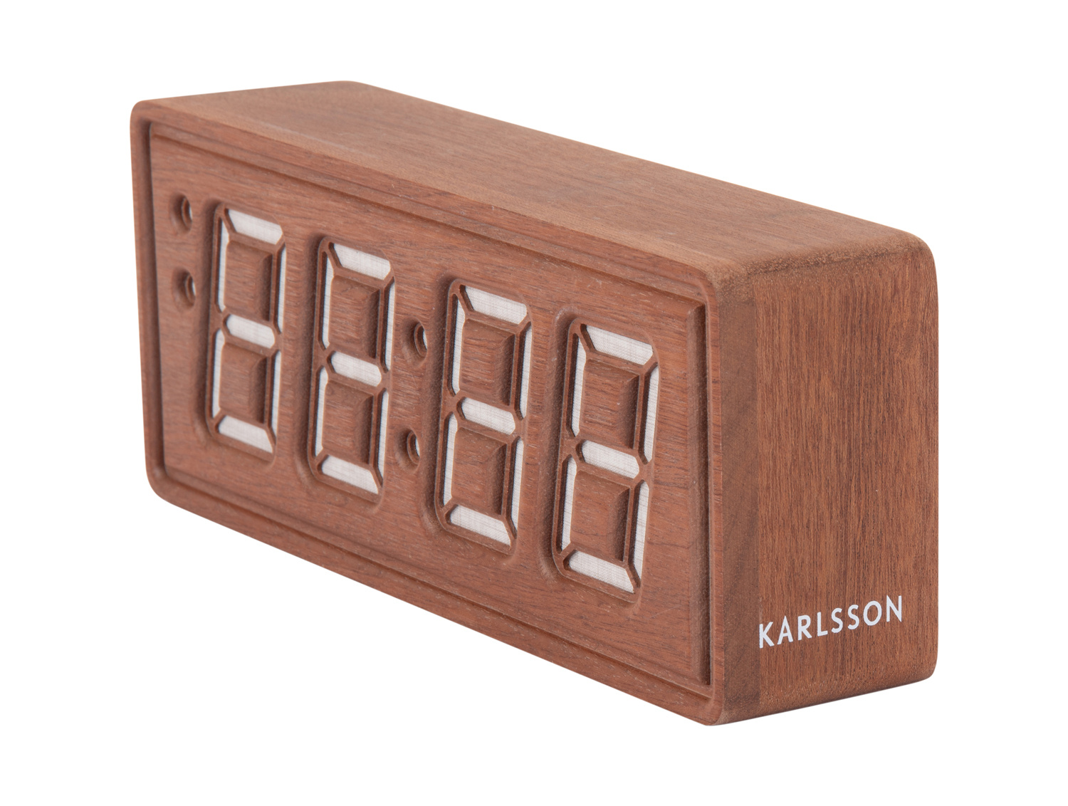 Karlsson - Wekker Solid Wood Engraved - Donker hout
