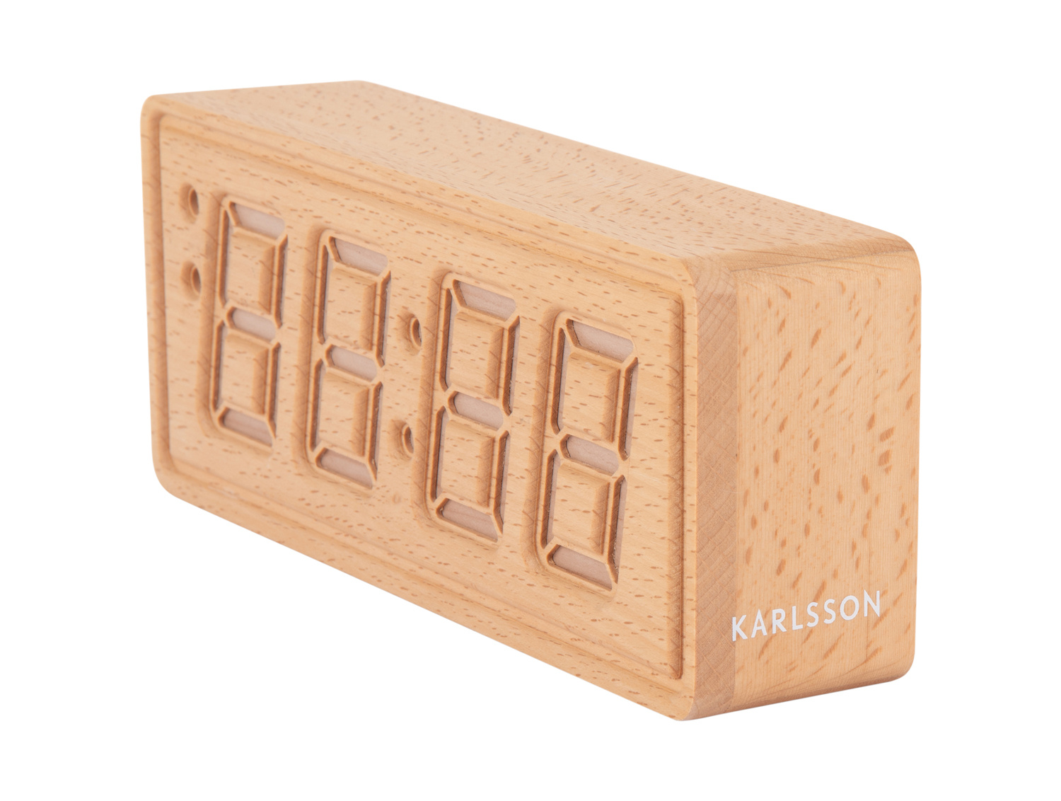 Karlsson - Wekker Solid Wood Engraved - Licht hout