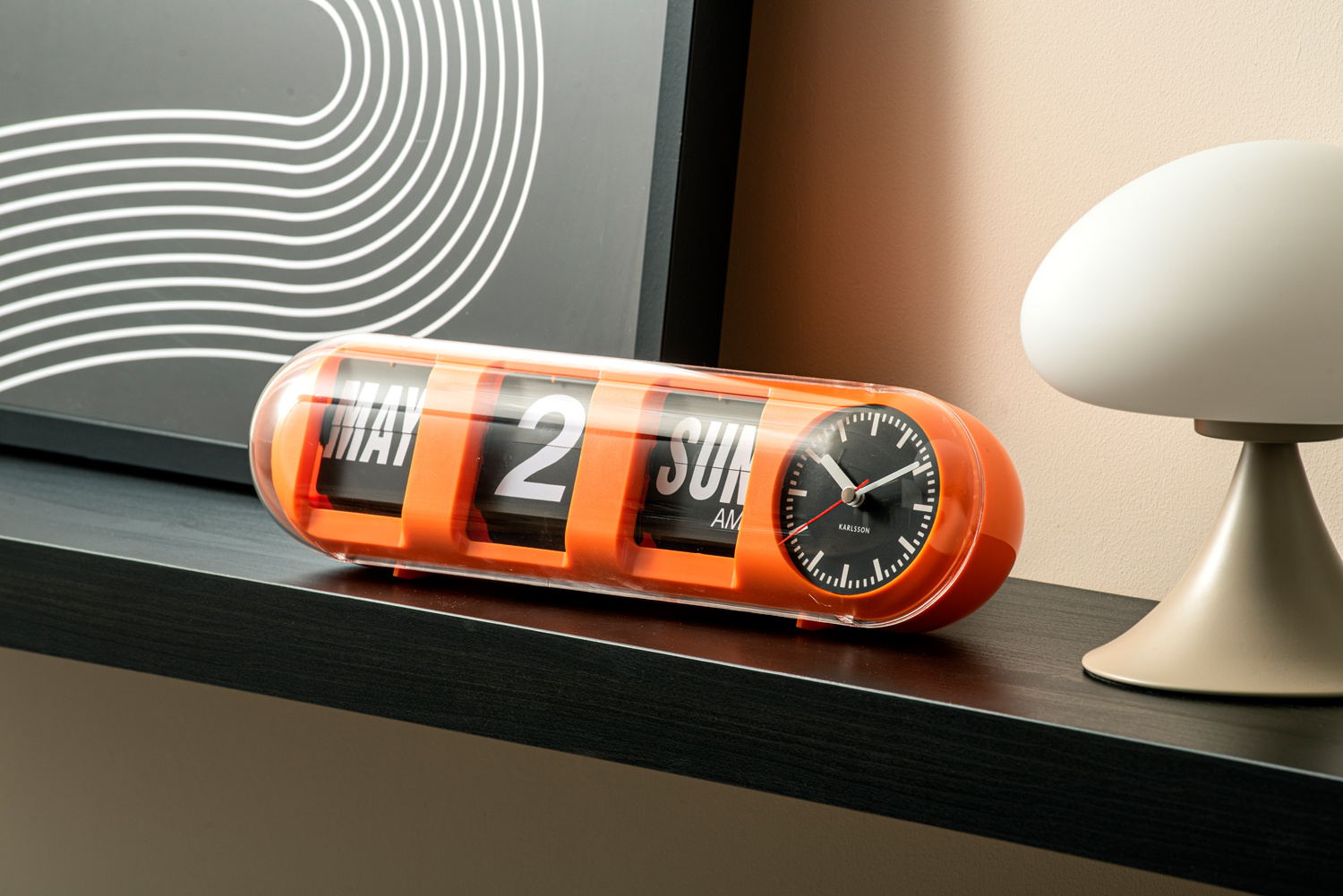 Karlsson - Wandklok Tube Flip - Oranje