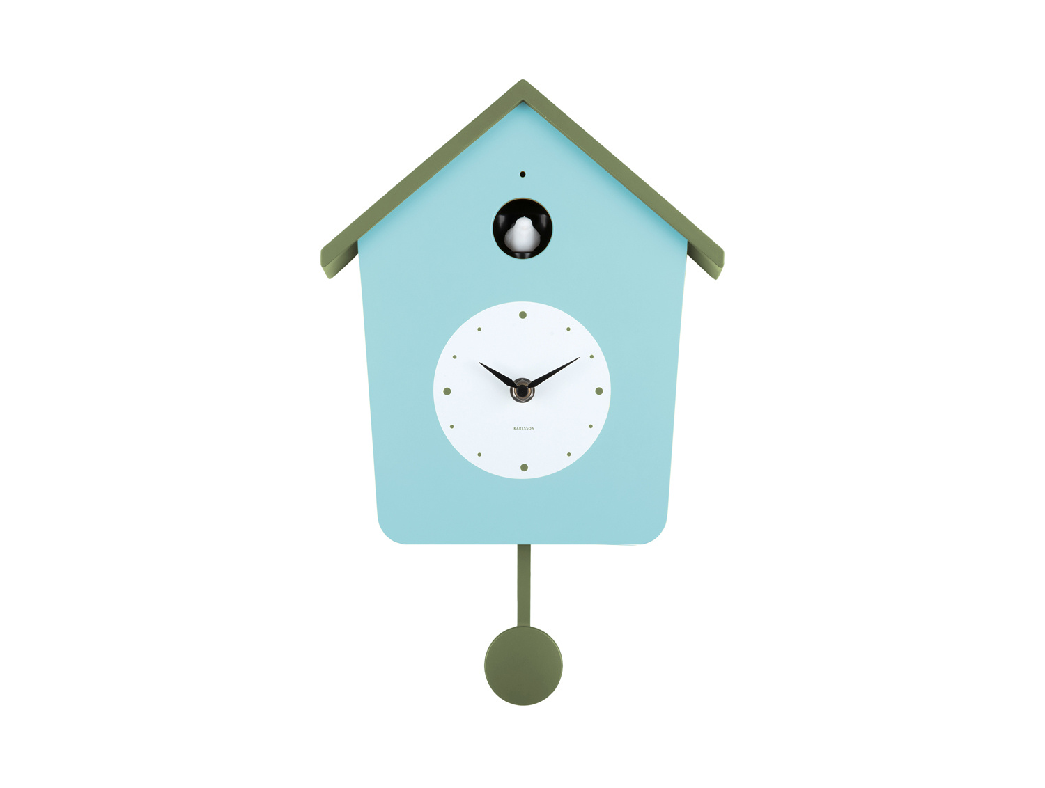 Karlsson - Wandklok Cuckoo Light - Misty blue & army green