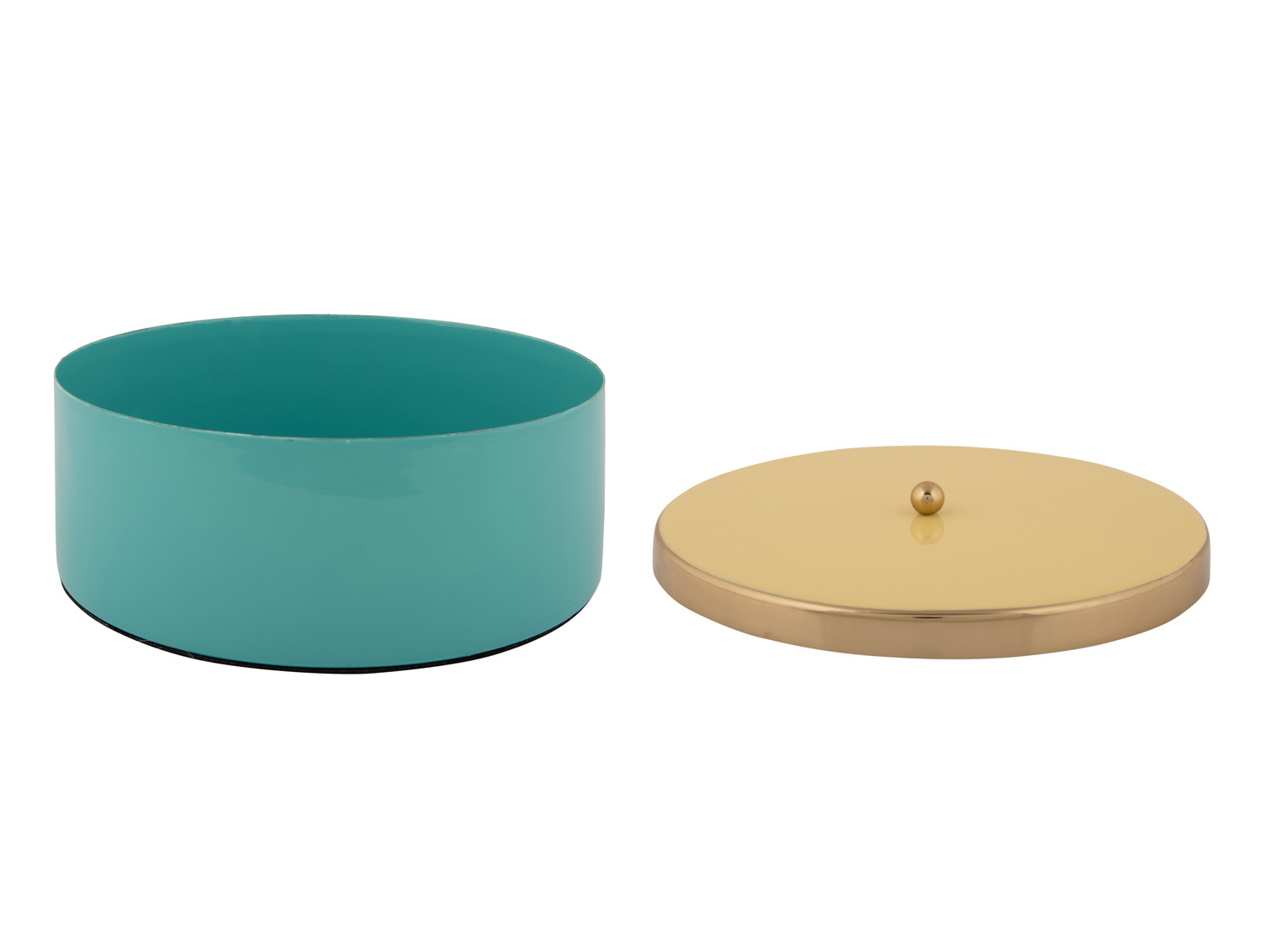 Present Time - Opbergbox Double Funky Large - Turquoise blue & soft yellow