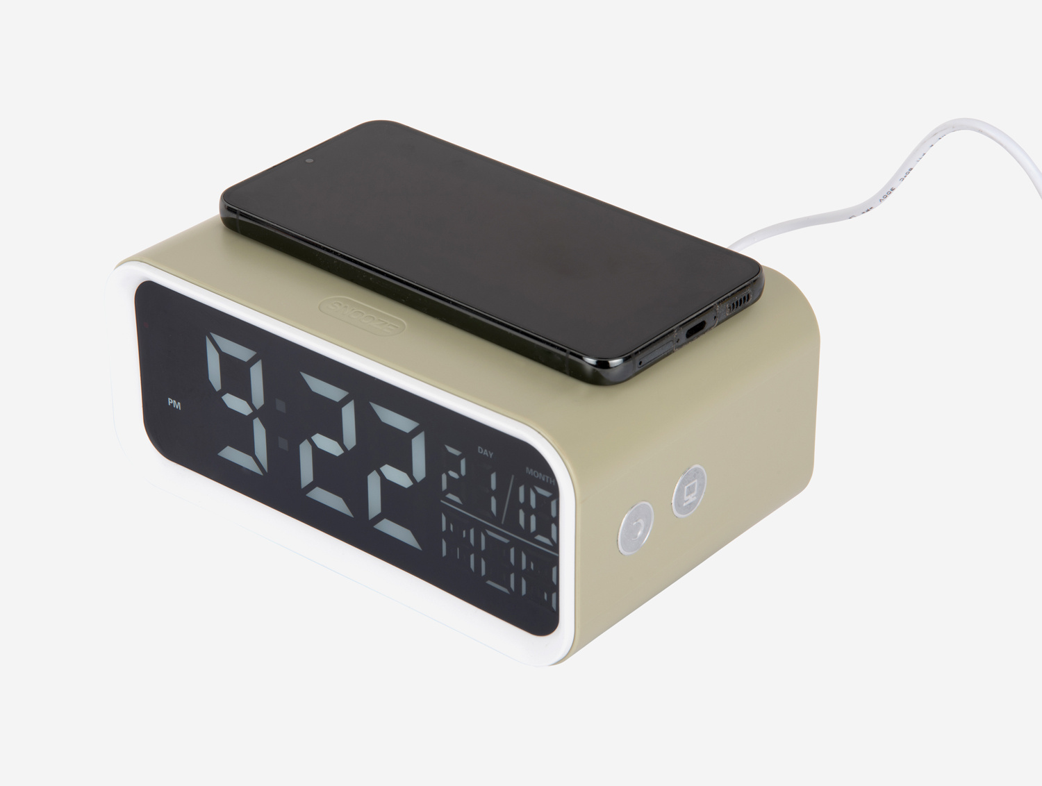 Karlsson - Wekker Chunky LED w. Phone Charger - Tea green