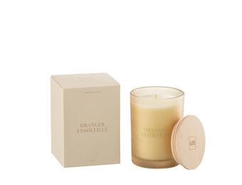 J-Line - Geurkaars Accords Essentiels Oranger Ensoleillé-38h - 8.5x8.5x12.5cm