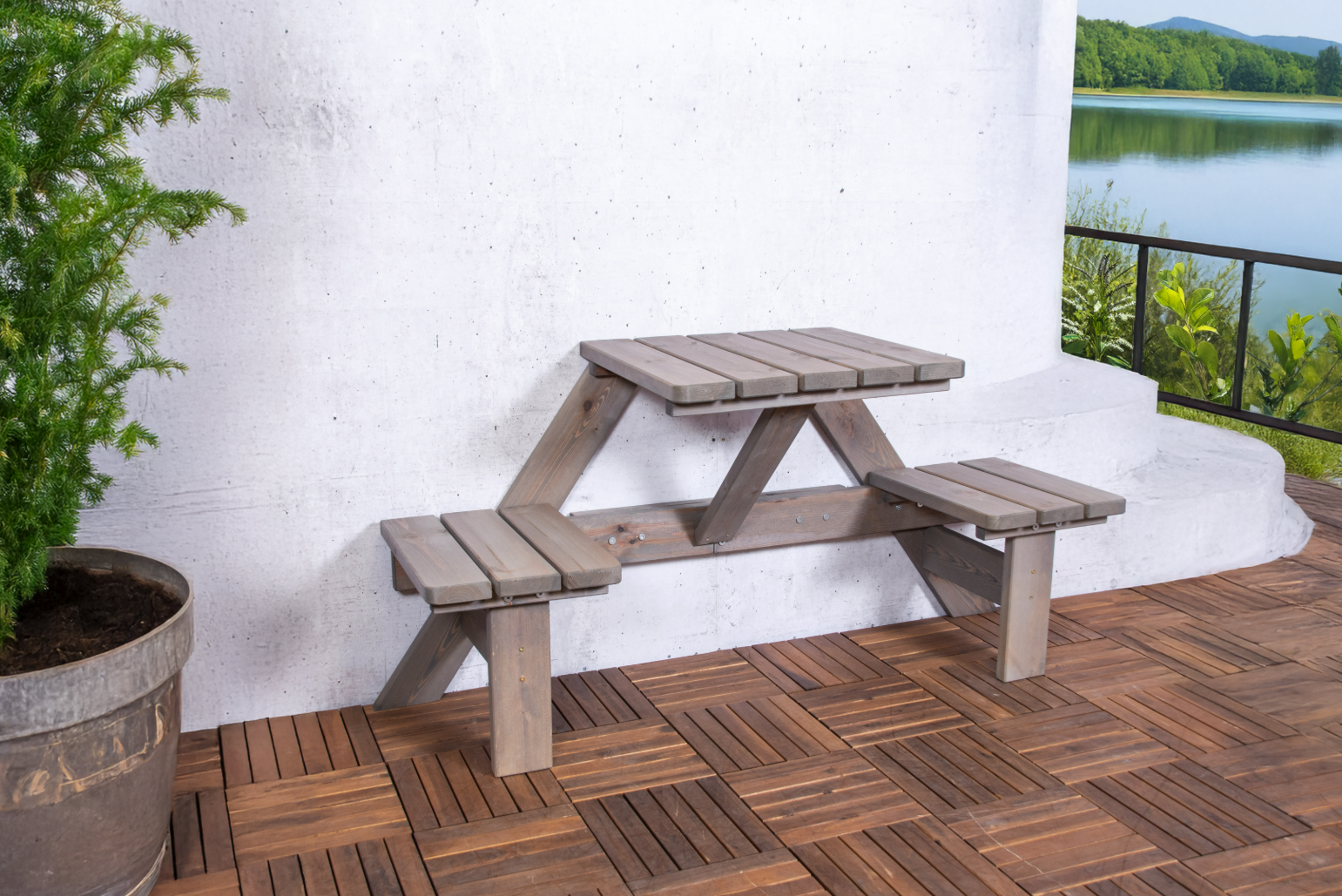 ZOMER-Sens-Line - Berlin wand Picknicktafel - 158,5x58x78,5cm - Bruin