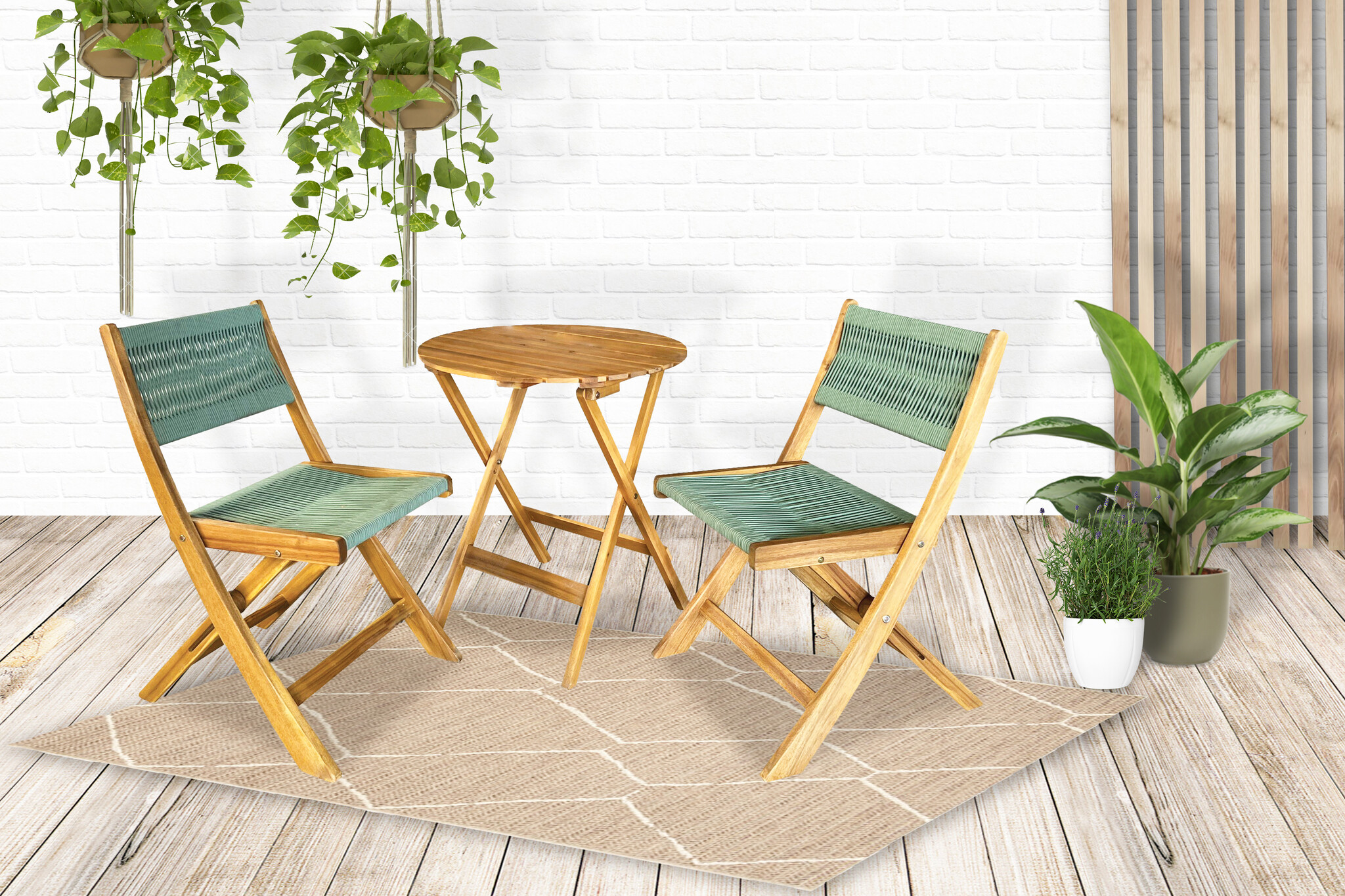 ZOMER-Sens-Line - Lanzarote Bistro Set - Hout - Groen