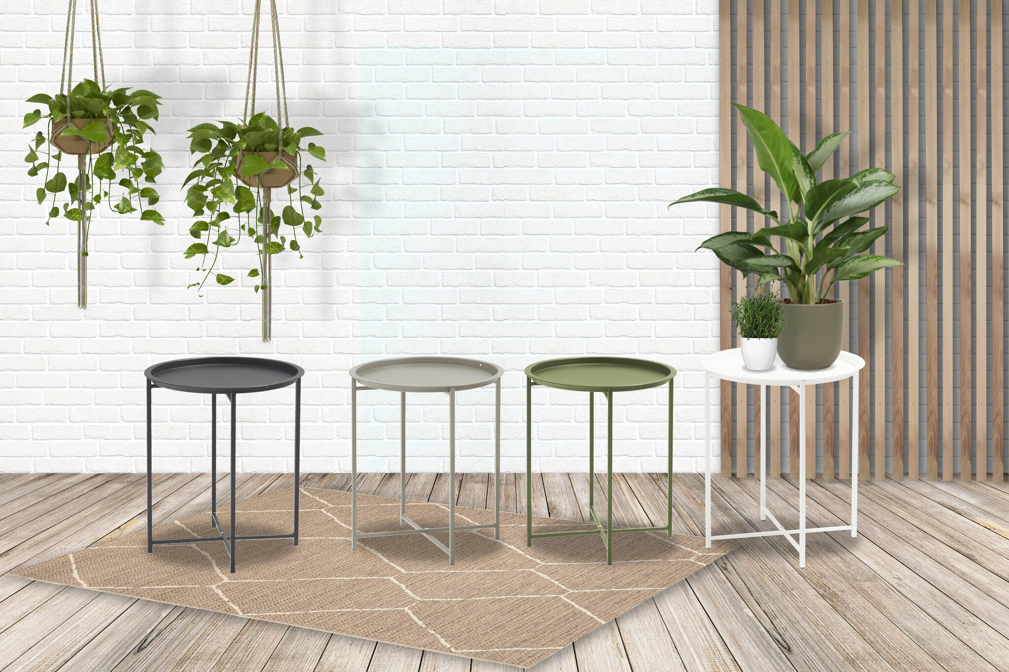 ZOMER-Sens-Line - Nora Bijzettafel - Ø46cm - Metaal Groen