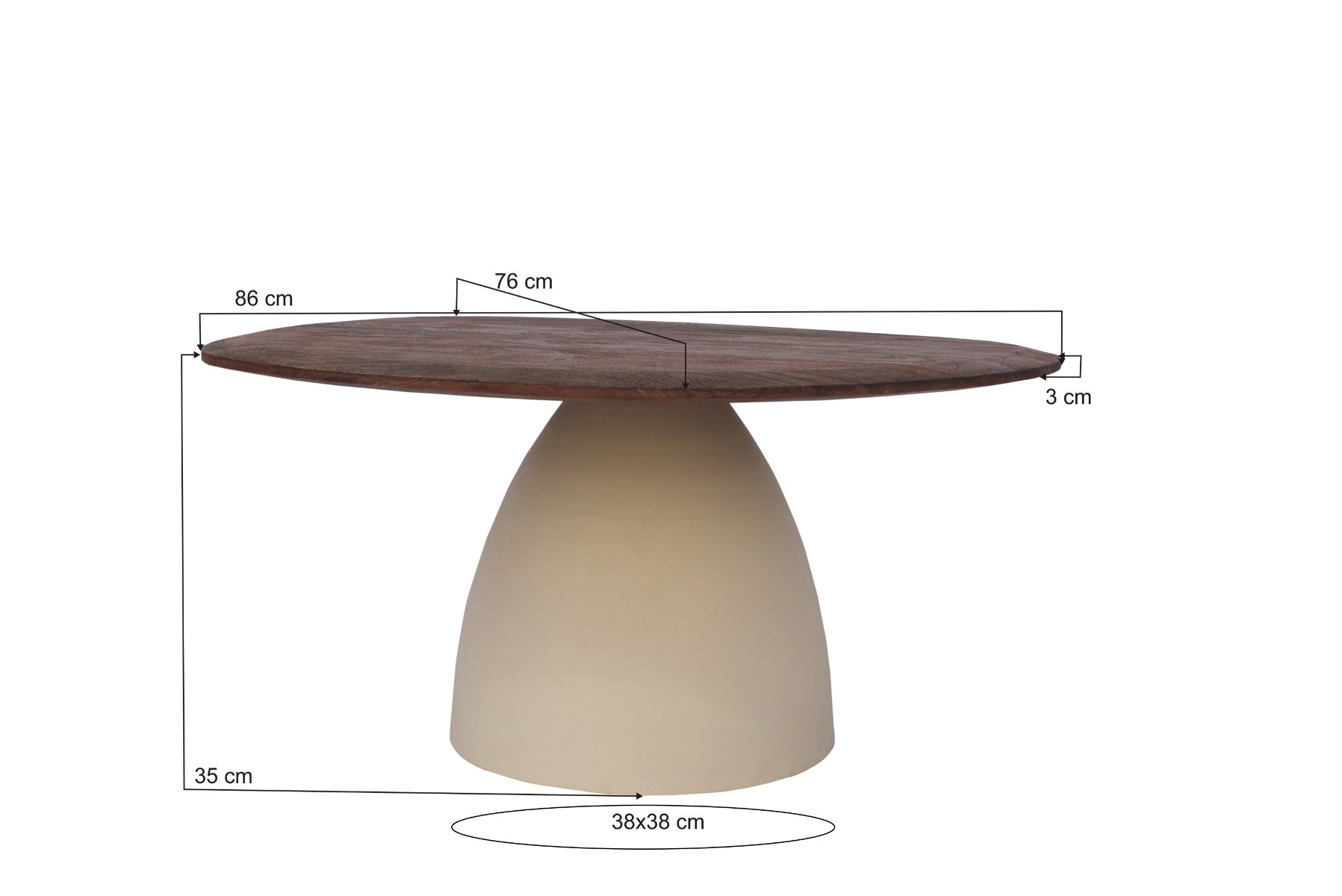 Brix - Salontafel Marron - Beige - Mangohout - 86 cm