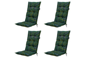 Madison -  Tuinstoelkussen Hoge Rug Joah green - Ca. 123x50 cm - Set van 4