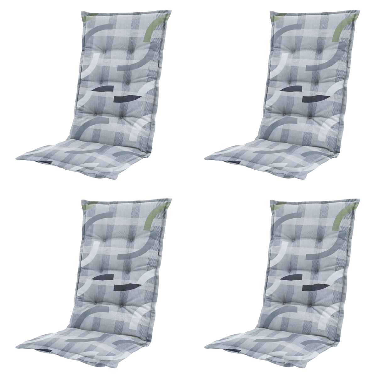 Madison -  Tuinstoelkussen Hoge Rug Tess sage - Ca. 123x50 cm - Set van 4