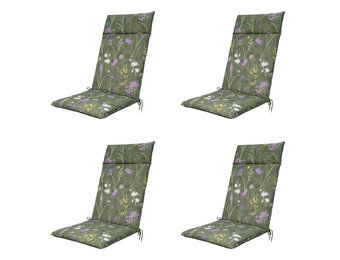 Madison -  Tuinstoelkussen Hoge Rug Donna green canvas eco+ - Ca. 120x50 cm - Set van 4