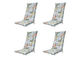 Madison -  Tuinstoelkussen Hoge Rug Tess orange - Ca. 123x50 cm - Set van 4