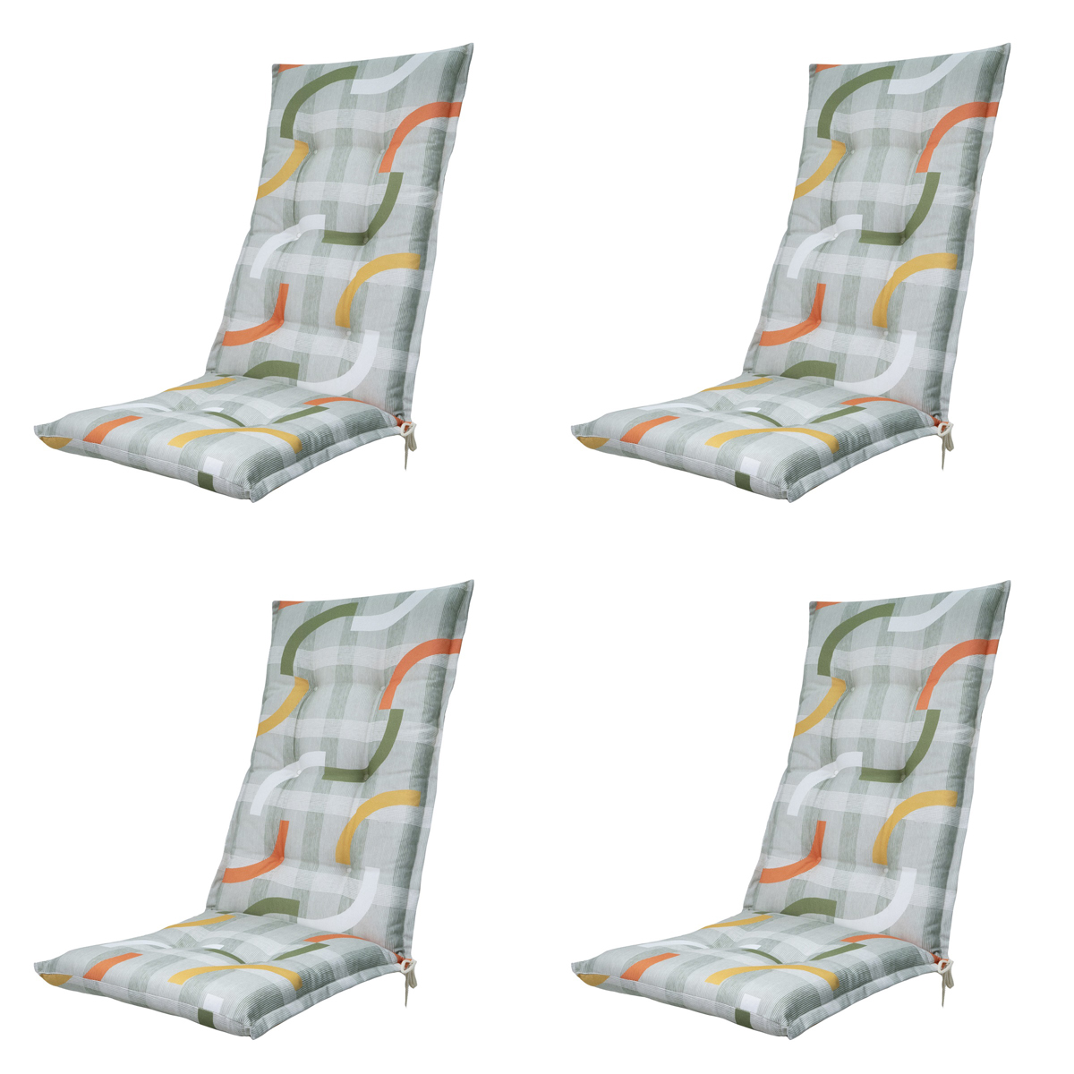 Madison -  Tuinstoelkussen Hoge Rug Tess orange - Ca. 123x50 cm - Set van 4