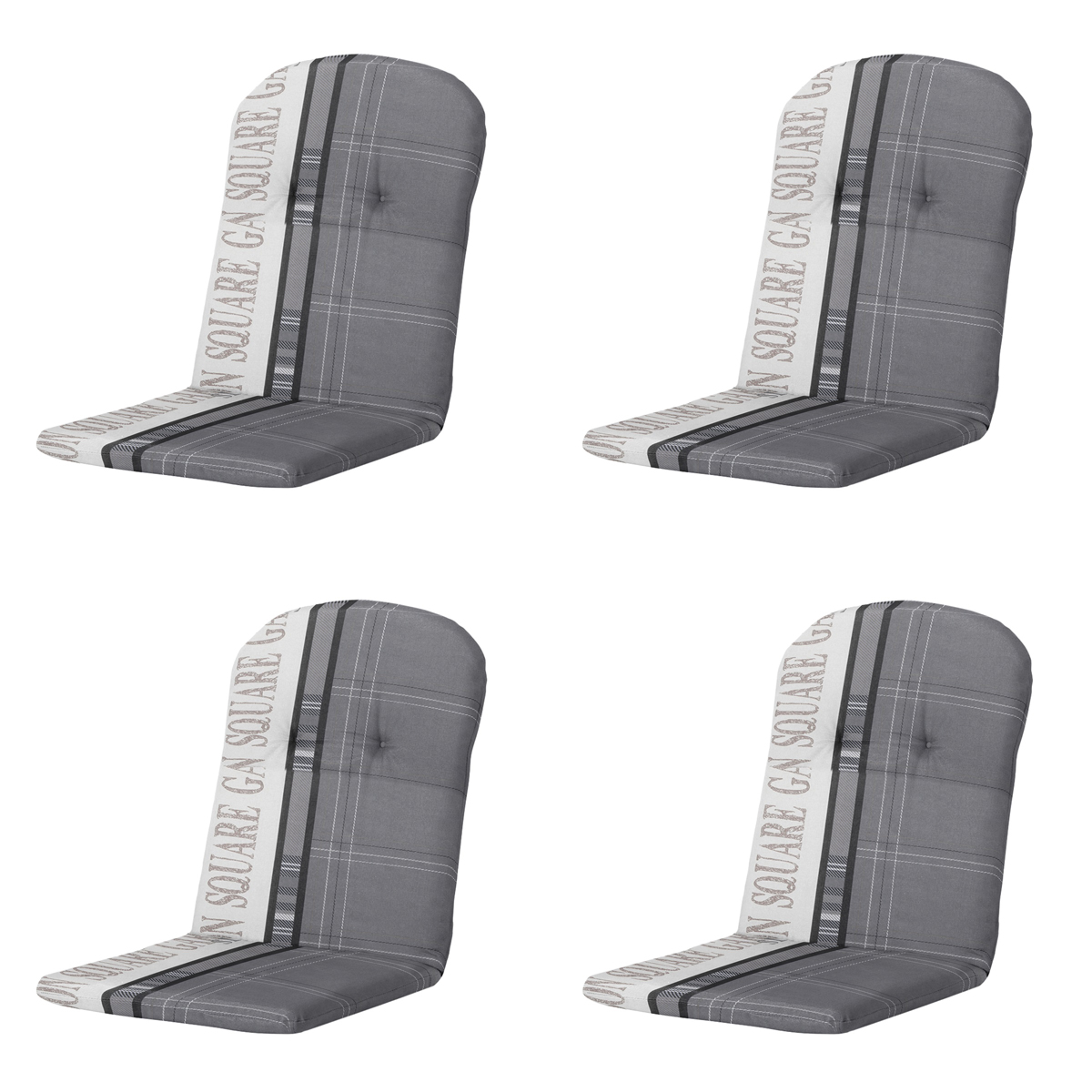 Madison -  Kuipstoelkussen Hoge Rug Madison garden grey - Ca. 96x45 cm - Set van 4