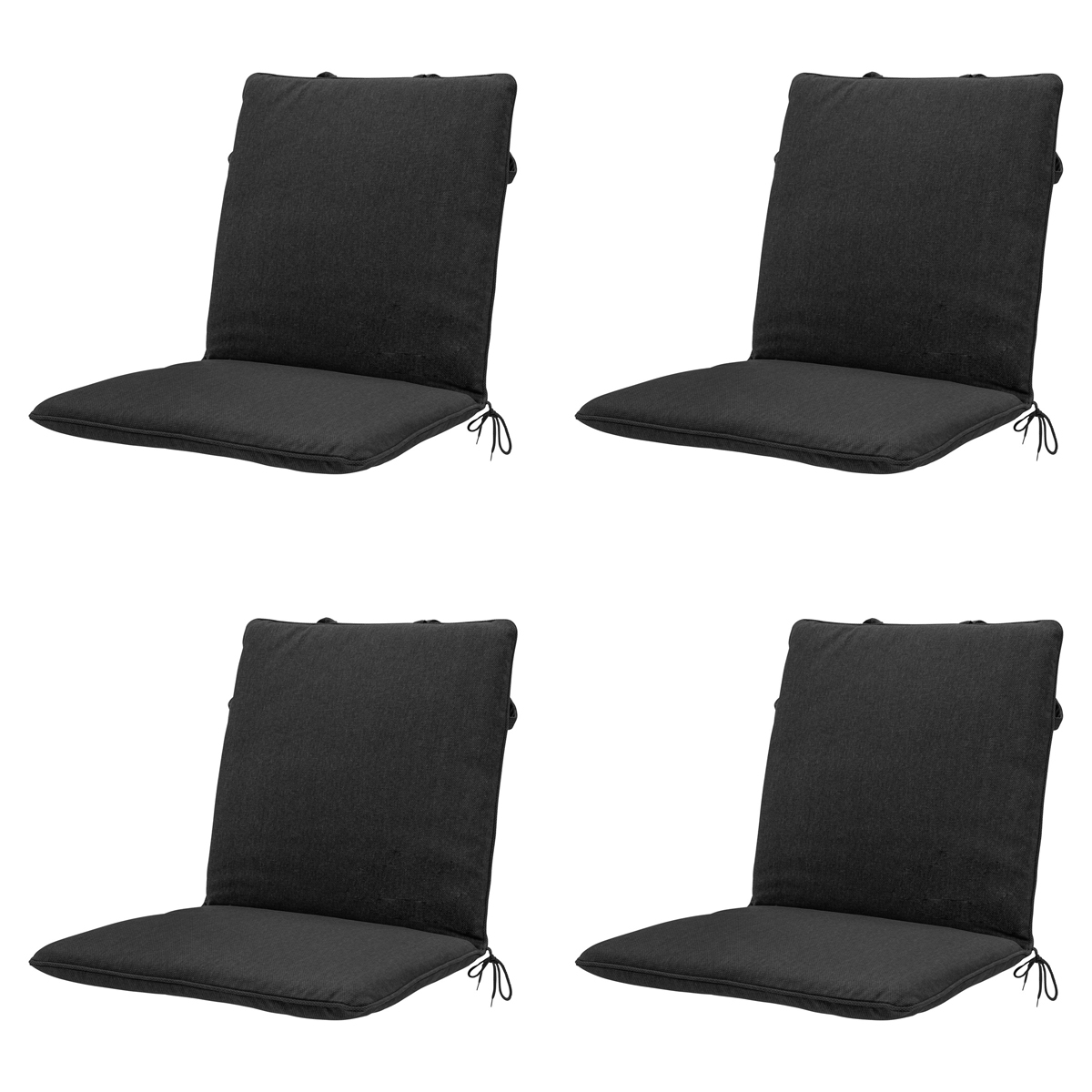 Madison -  Stapelstoelkussen Black canvas eco+ - Ca. 97x49 cm - Set van 4