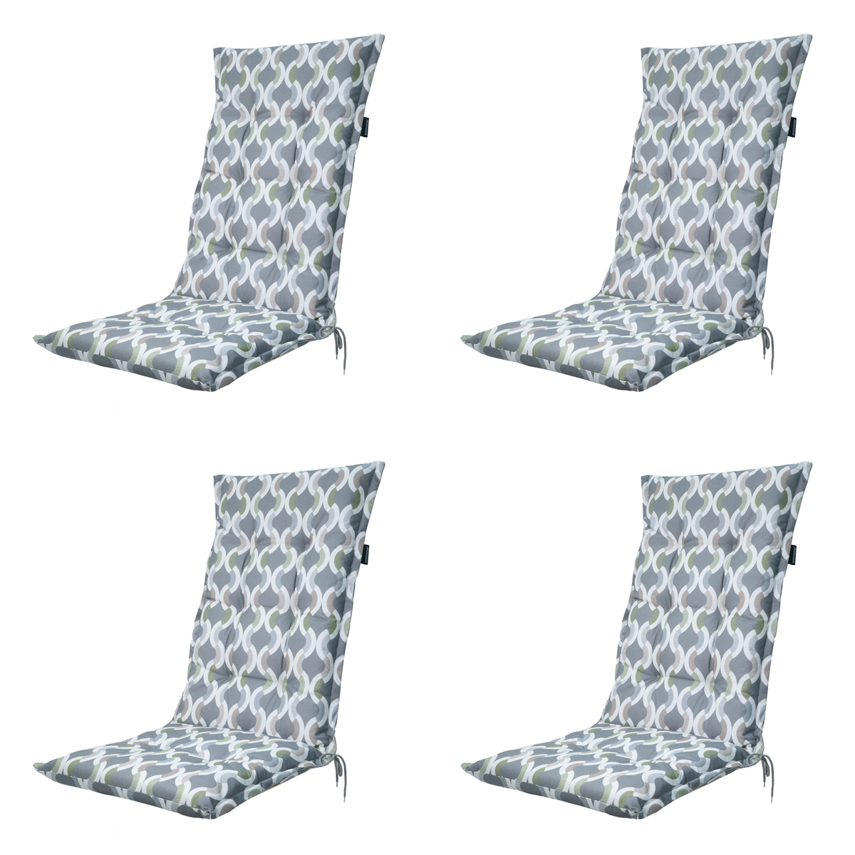 Madison -  Tuinstoelkussen Hoge Rug Trivia grey - Ca. 123x50 cm - Set van 4