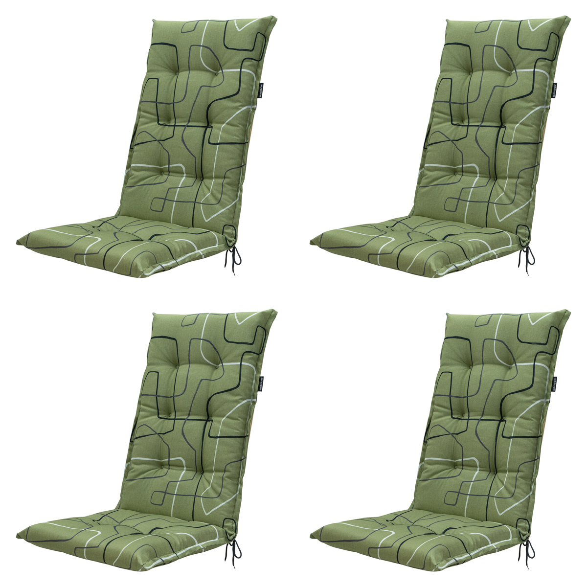 Madison -  Tuinstoelkussen Hoge Rug Joah sage - Ca. 123x50 cm - Set van 4