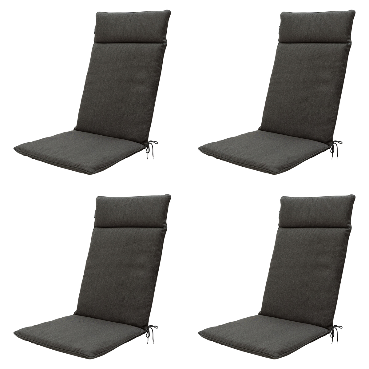 Madison -  Tuinstoelkussen Hoge Rug Dark grey canvas eco+ - Ca. 120x50 cm - Set van 4