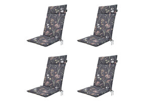 Madison -  Tuinstoelkussen Hoge Rug Donna grey canvas eco+ - Ca. 120x50 cm - Set van 4