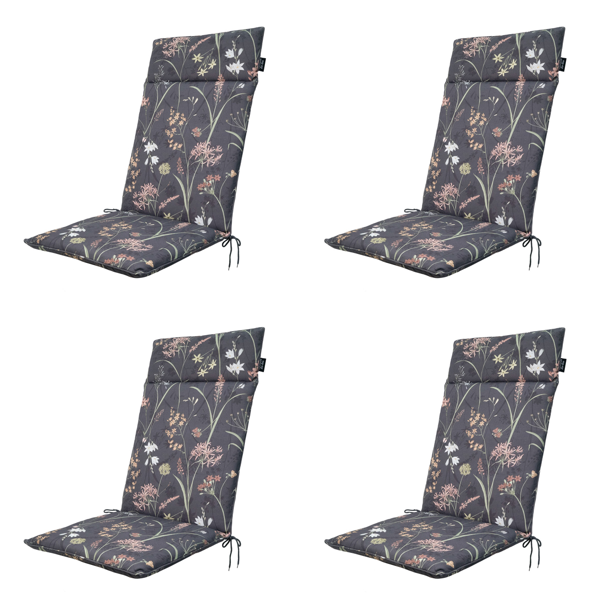 Madison -  Tuinstoelkussen Hoge Rug Donna grey canvas eco+ - Ca. 120x50 cm - Set van 4