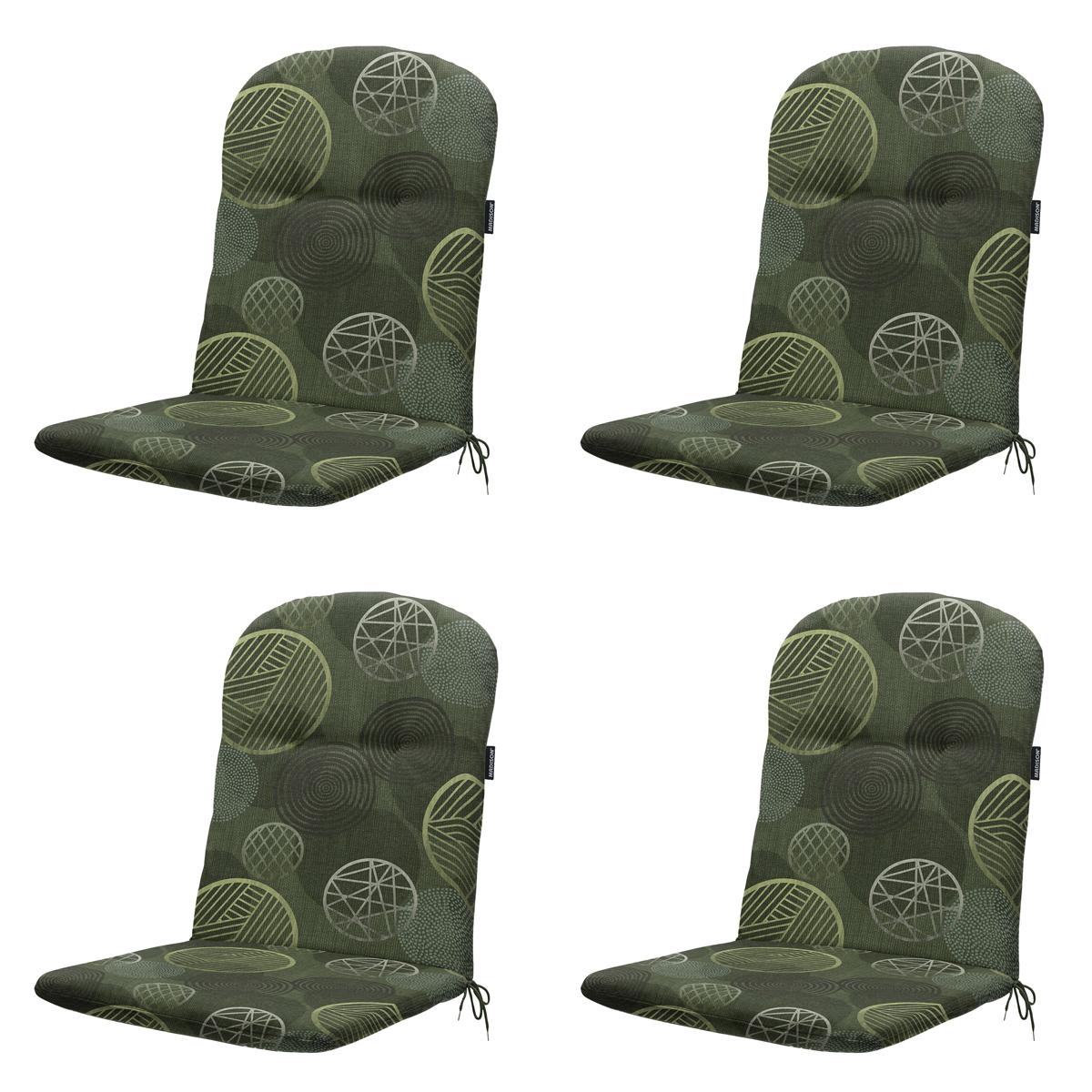 Madison -  Kuipstoelkussen Hoge Rug Circle green - Ca. 96x45 cm - Set van 4