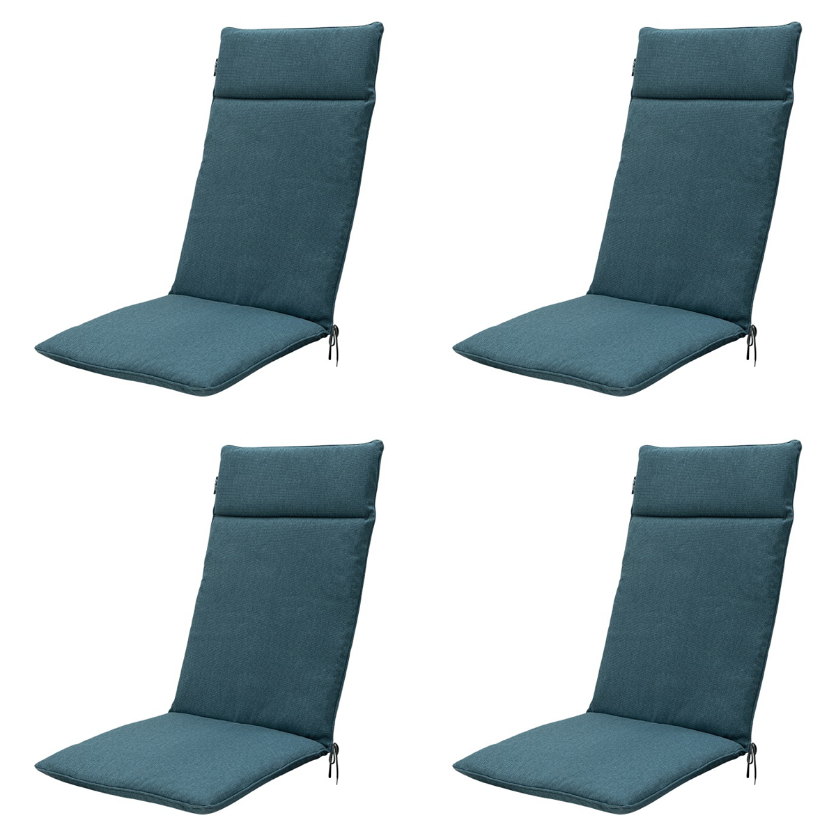 Madison -  Tuinstoelkussen Hoge Rug Sea blue canvas eco+ - Ca. 120x50 cm - Set van 4