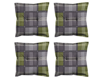 Madison -  Zitkussen Patchy olive - Ca. 50x50 cm - Set van 4
