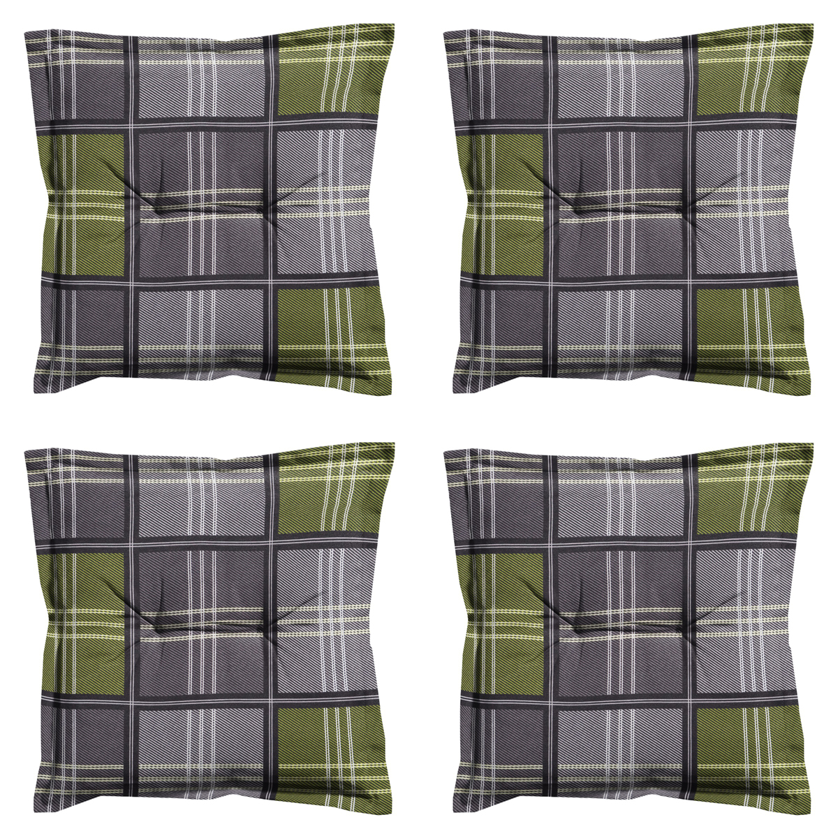 Madison -  Zitkussen Patchy olive - Ca. 50x50 cm - Set van 4