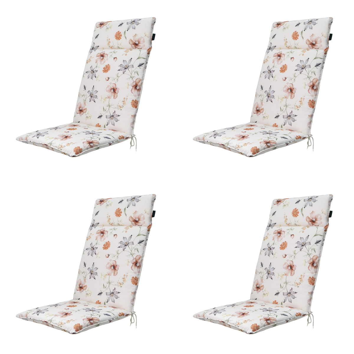 Madison -  Tuinstoelkussen Hoge Rug Florina natural - Ca. 120x50 cm - Set van 4