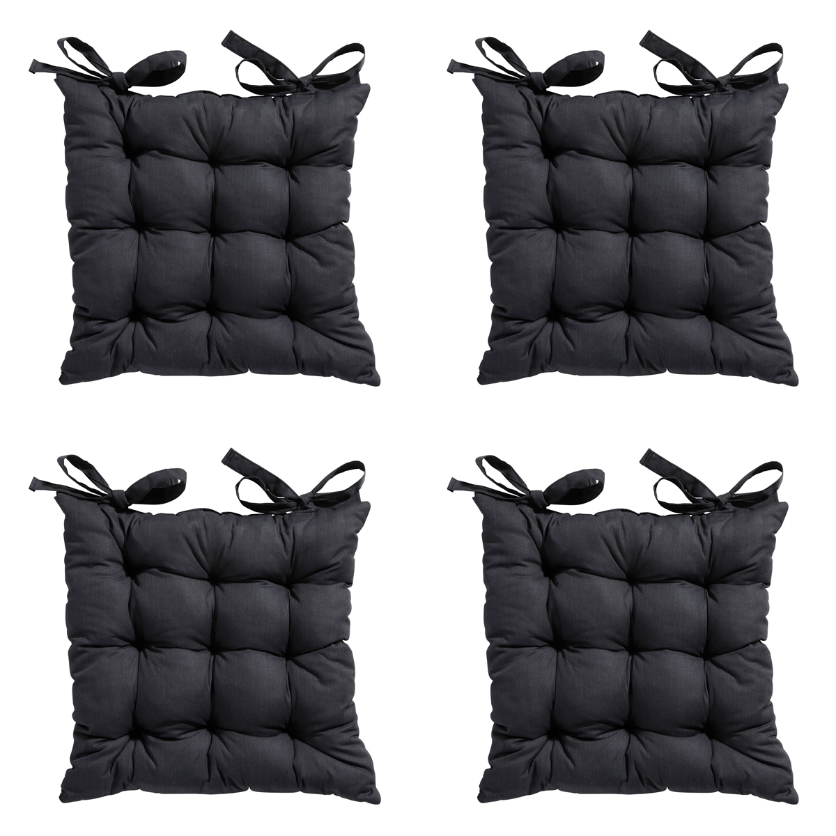 Madison -  Zitkussen Toscane Basic black - Ca. 46x46 cm - Set van 4