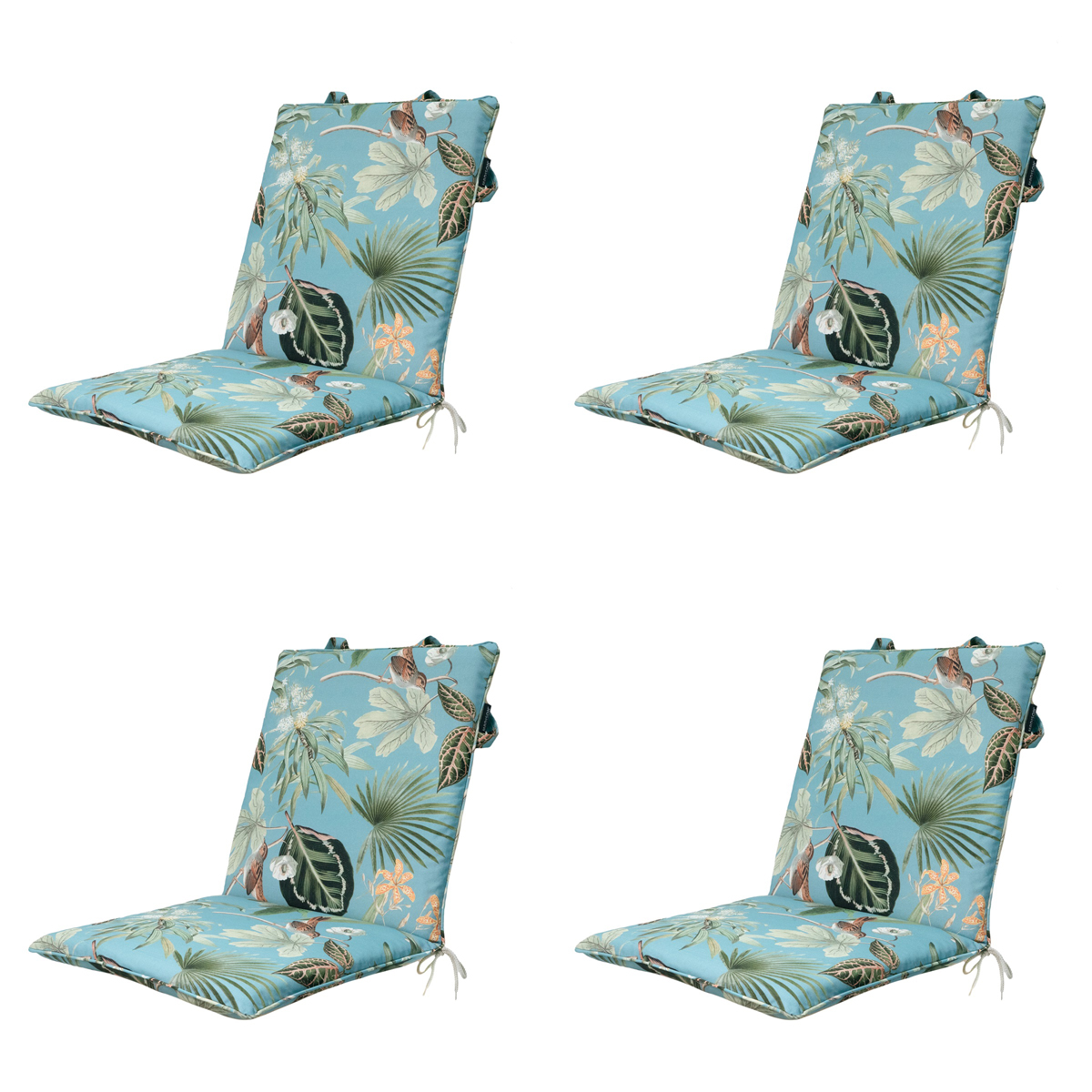 Madison - Stapelstoelkussen Grasse aqua - Ca. 97x49 cm - Set van 4