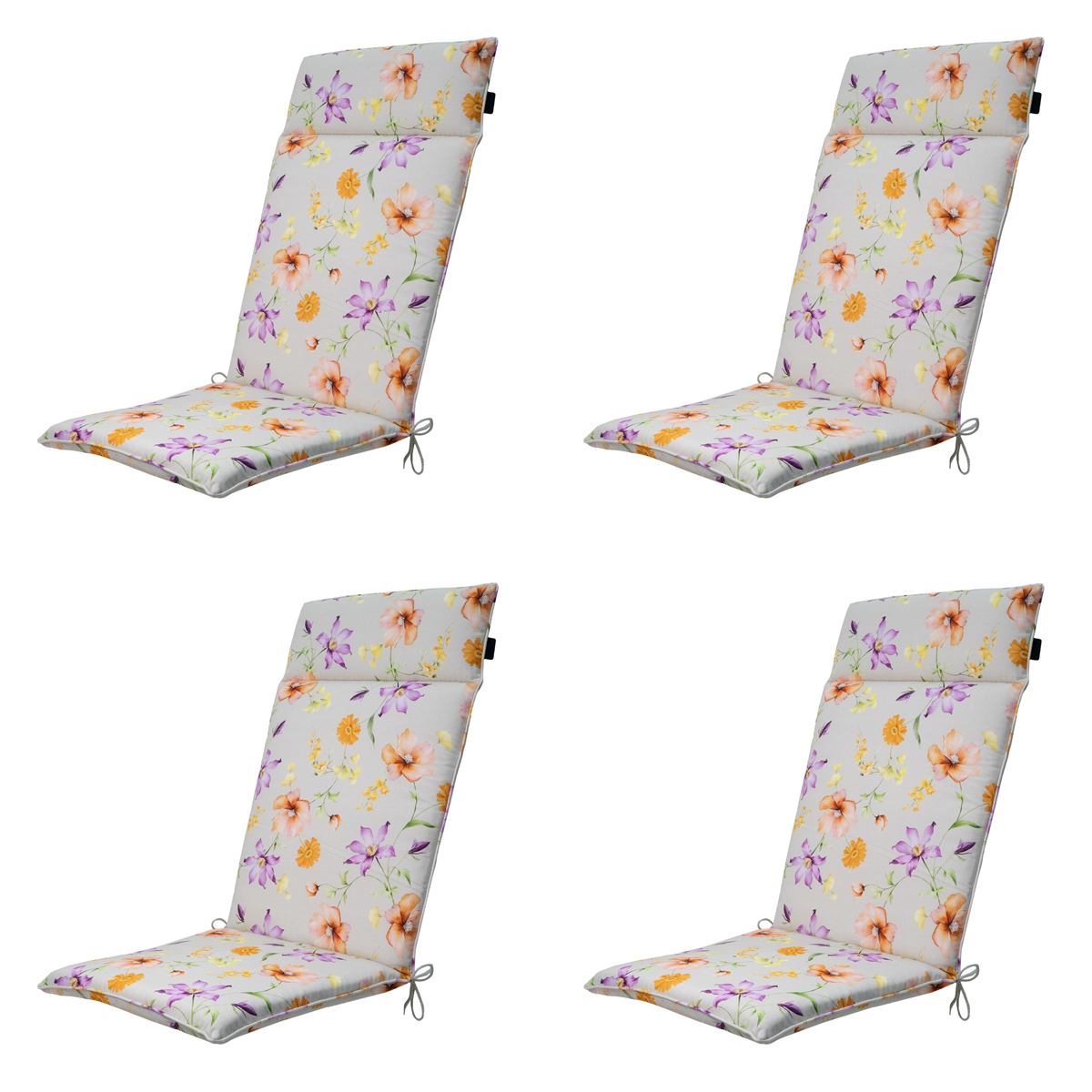 Madison -  Tuinstoelkussen Hoge Rug Florina purple - Ca. 120x50 cm - Set van 4